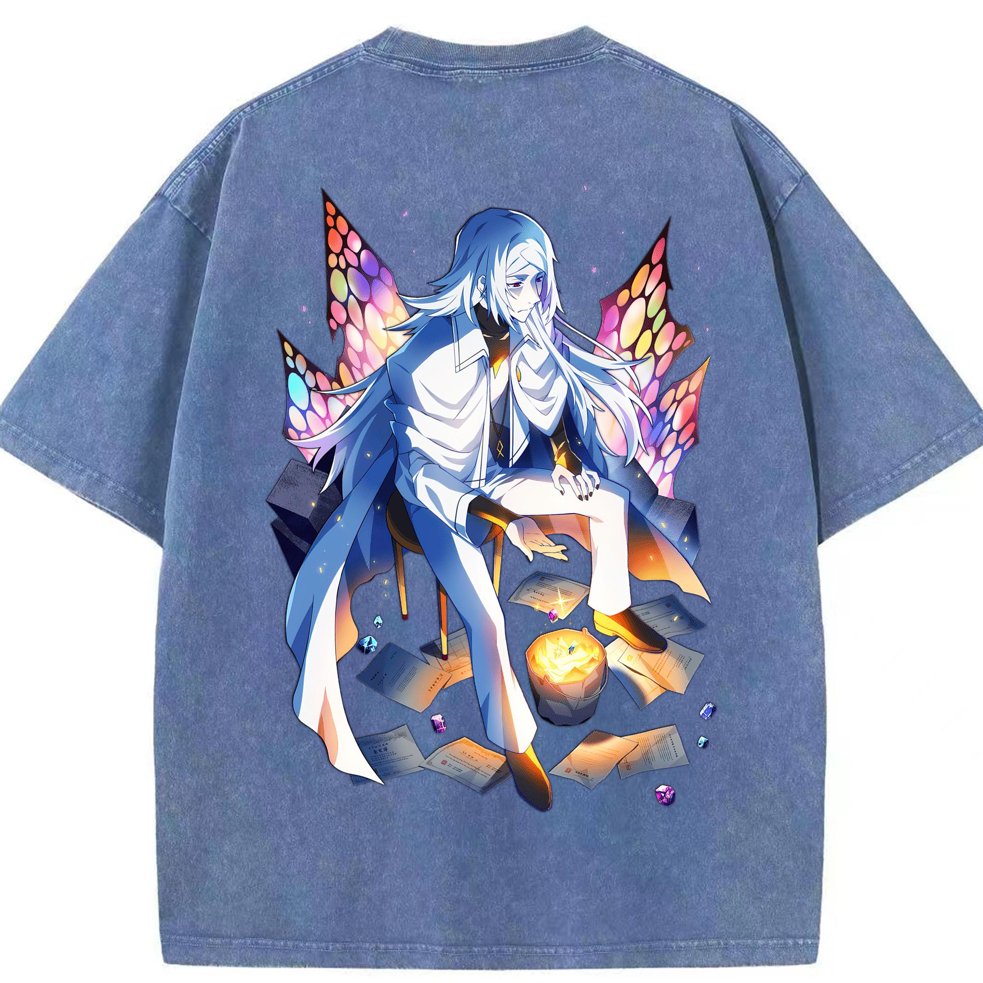 （画像用） 文豪ストレイドッグス Bungo Stray Dogs 綿100% ヴィンテージ風 半袖Tシャツ（背面プリント）
