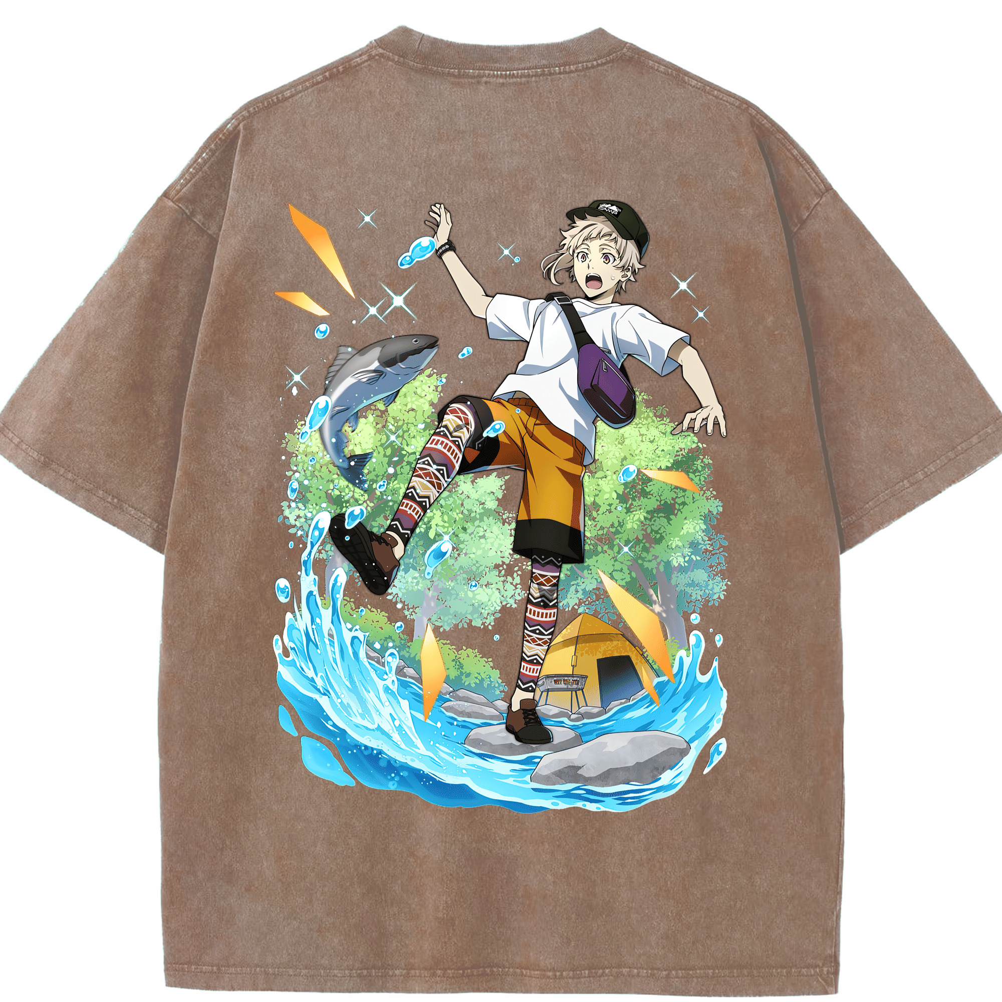 （画像用） 文豪ストレイドッグス Bungo Stray Dogs 綿100% ヴィンテージ風 半袖Tシャツ（背面プリント）