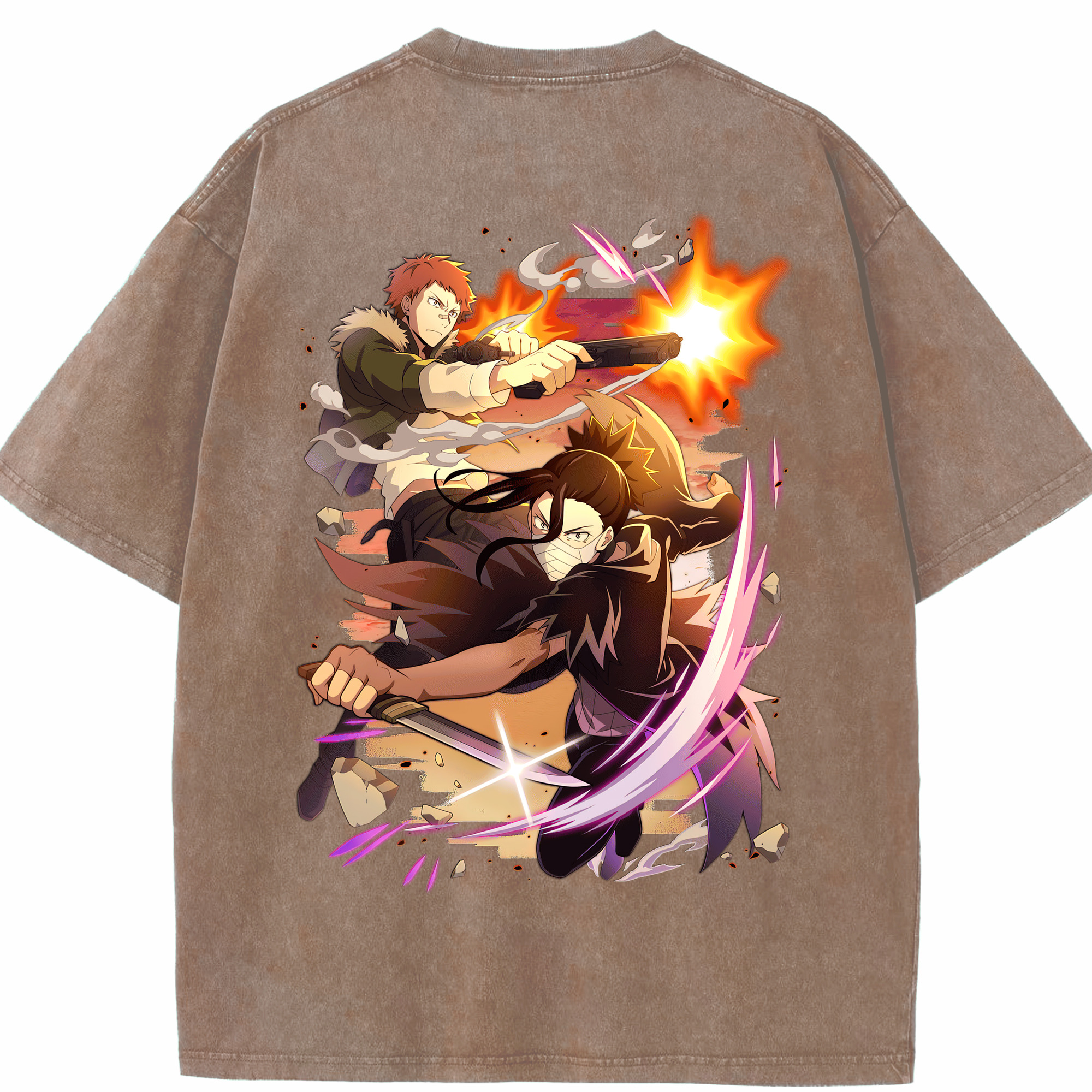 （画像用） 文豪ストレイドッグス Bungo Stray Dogs 綿100% ヴィンテージ風 半袖Tシャツ（背面プリント）