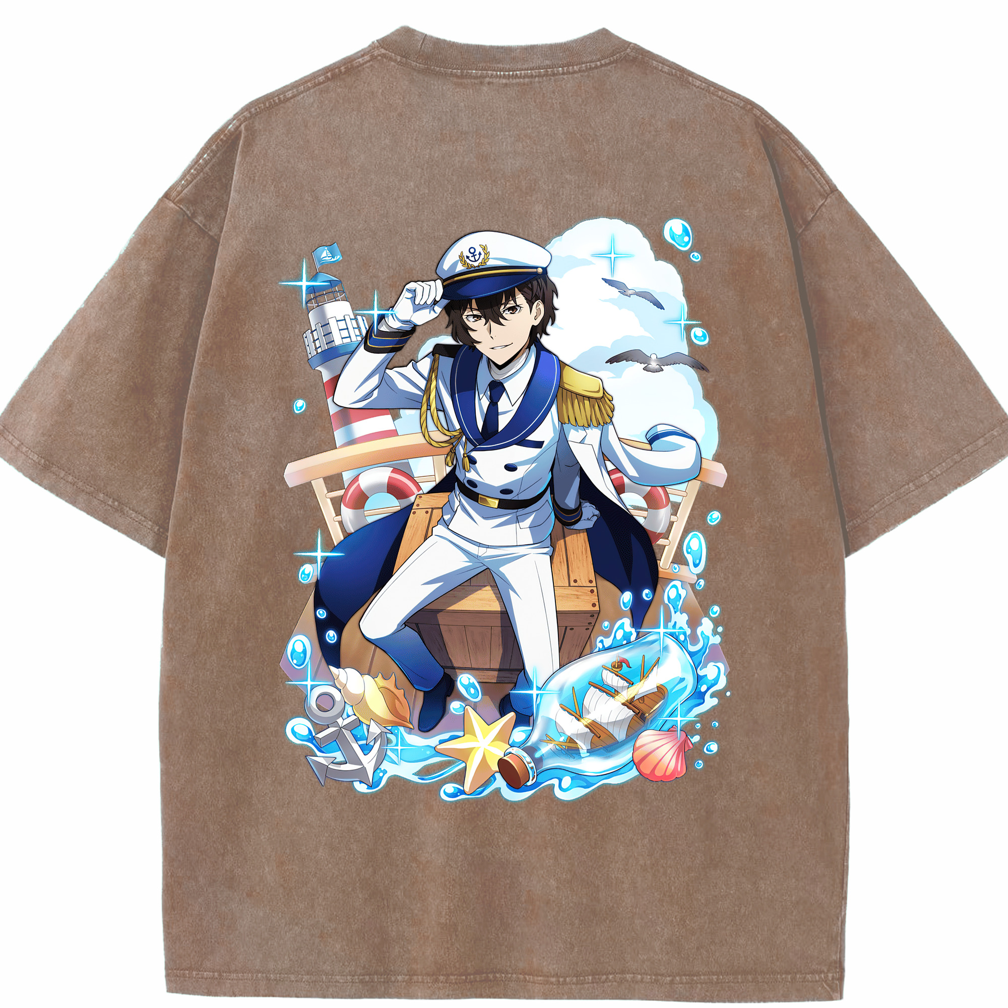 （画像用） 文豪ストレイドッグス Bungo Stray Dogs 綿100% ヴィンテージ風 半袖Tシャツ（背面プリント）