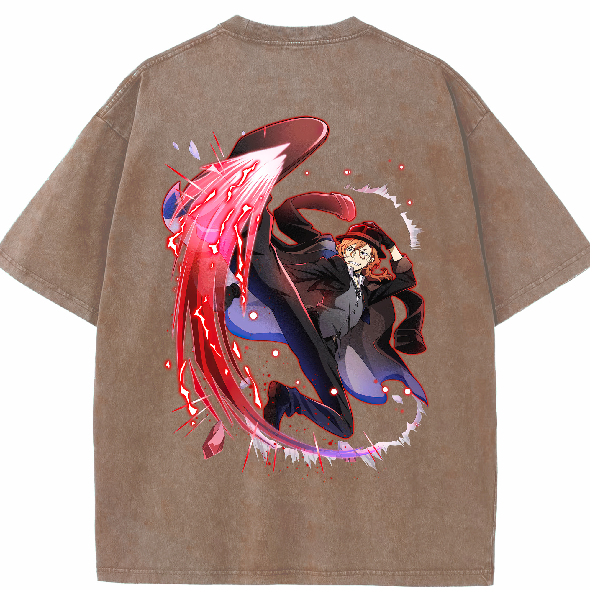 （画像用） 文豪ストレイドッグス Bungo Stray Dogs 綿100% ヴィンテージ風 半袖Tシャツ（背面プリント）