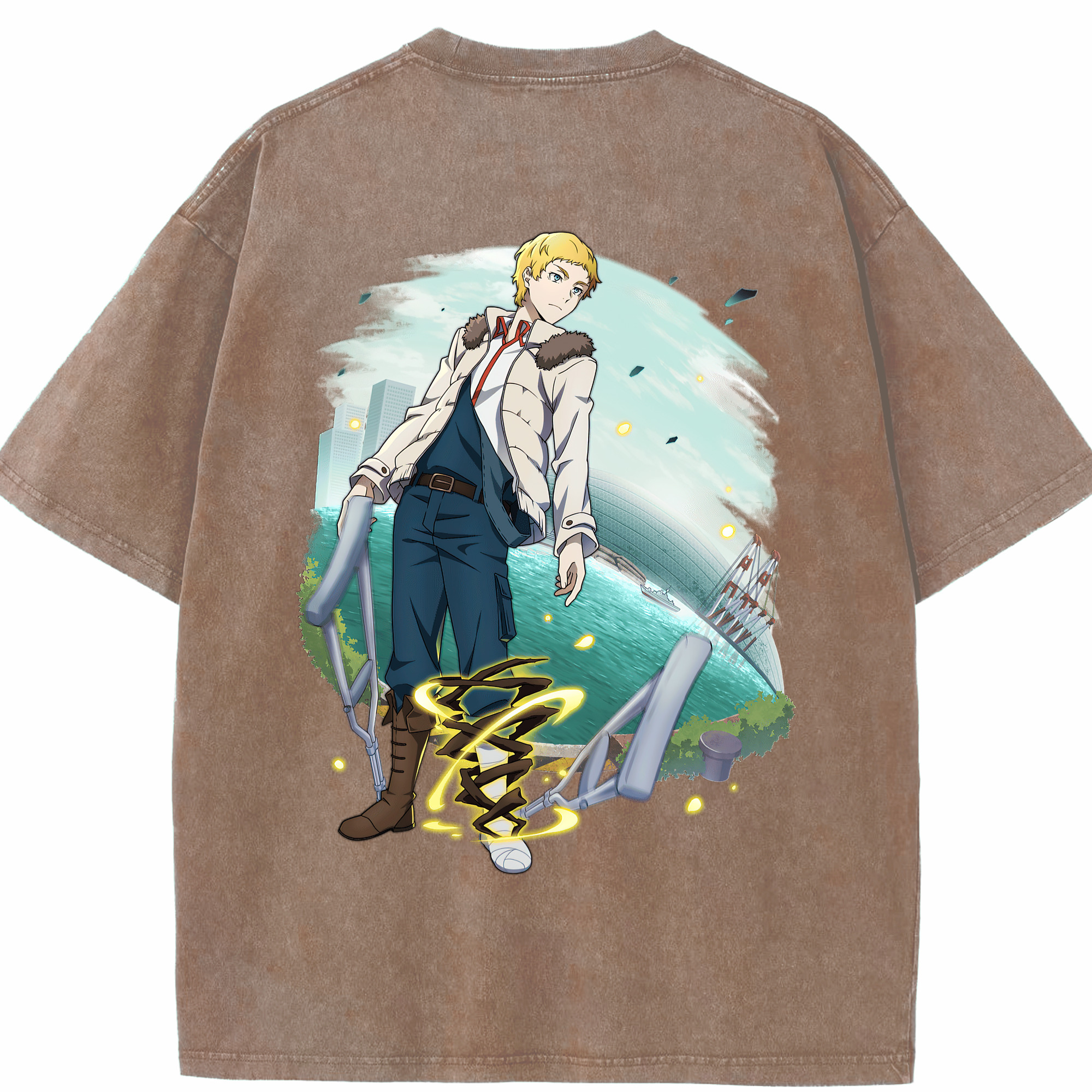 （画像用） 文豪ストレイドッグス Bungo Stray Dogs 綿100% ヴィンテージ風 半袖Tシャツ（背面プリント）