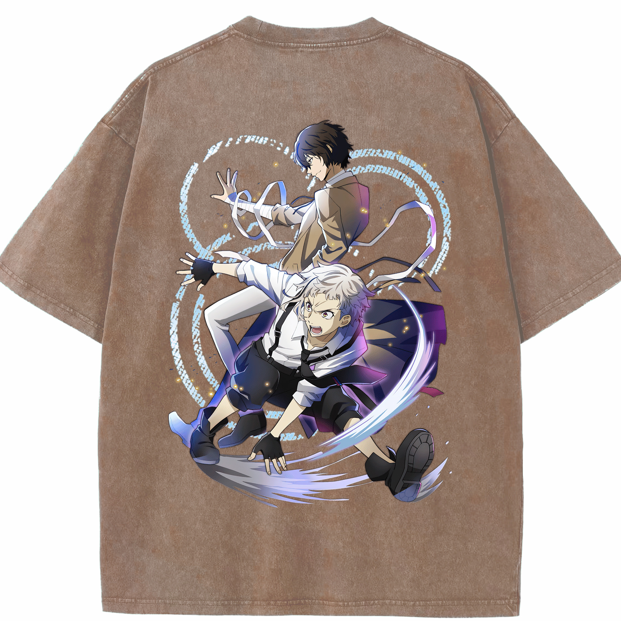 （画像用） 文豪ストレイドッグス Bungo Stray Dogs 綿100% ヴィンテージ風 半袖Tシャツ（背面プリント）