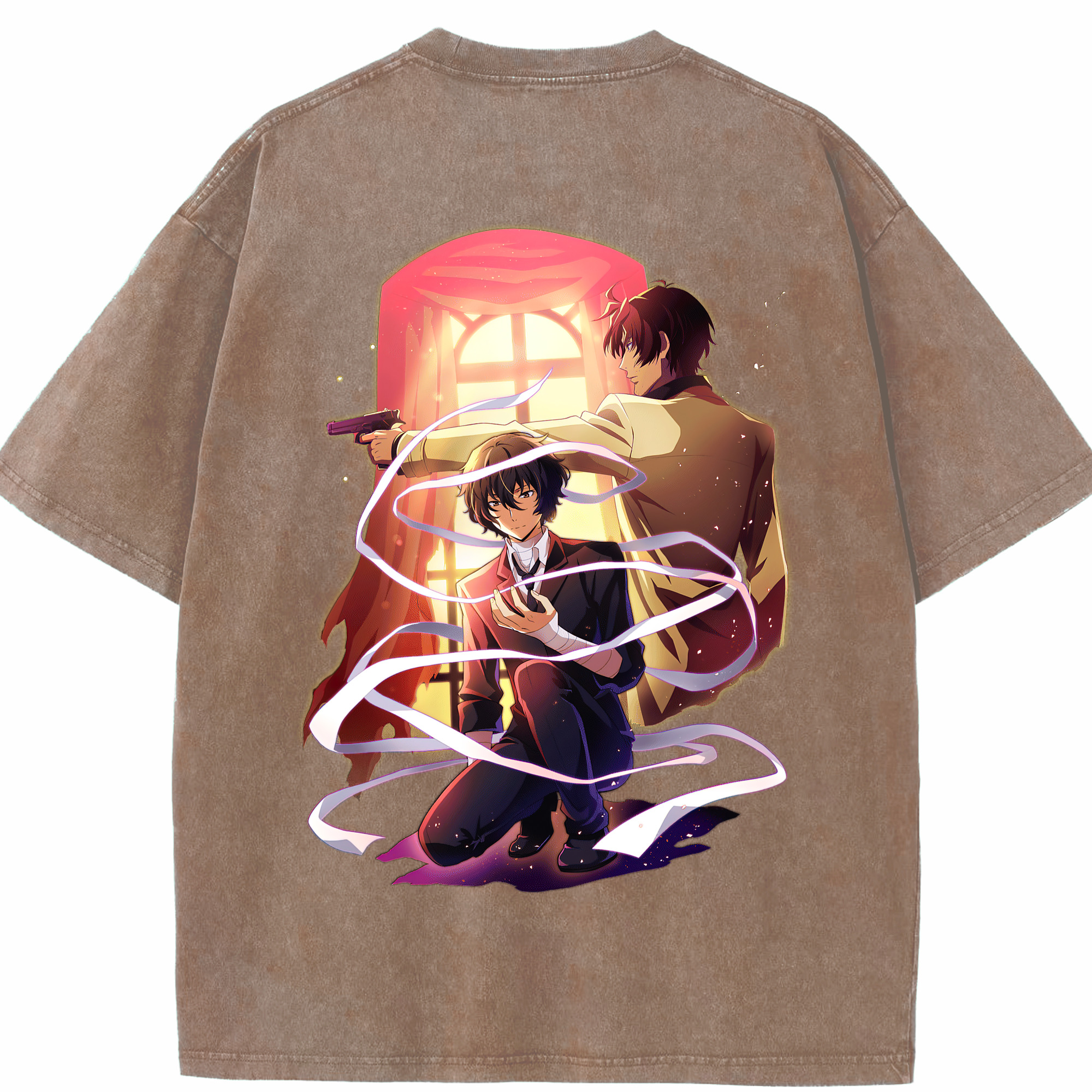 （画像用） 文豪ストレイドッグス Bungo Stray Dogs 綿100% ヴィンテージ風 半袖Tシャツ（背面プリント）