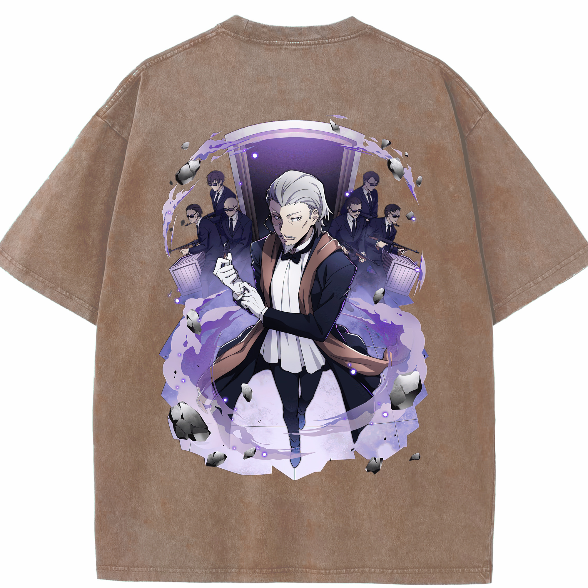 （画像用） 文豪ストレイドッグス Bungo Stray Dogs 綿100% ヴィンテージ風 半袖Tシャツ（背面プリント）