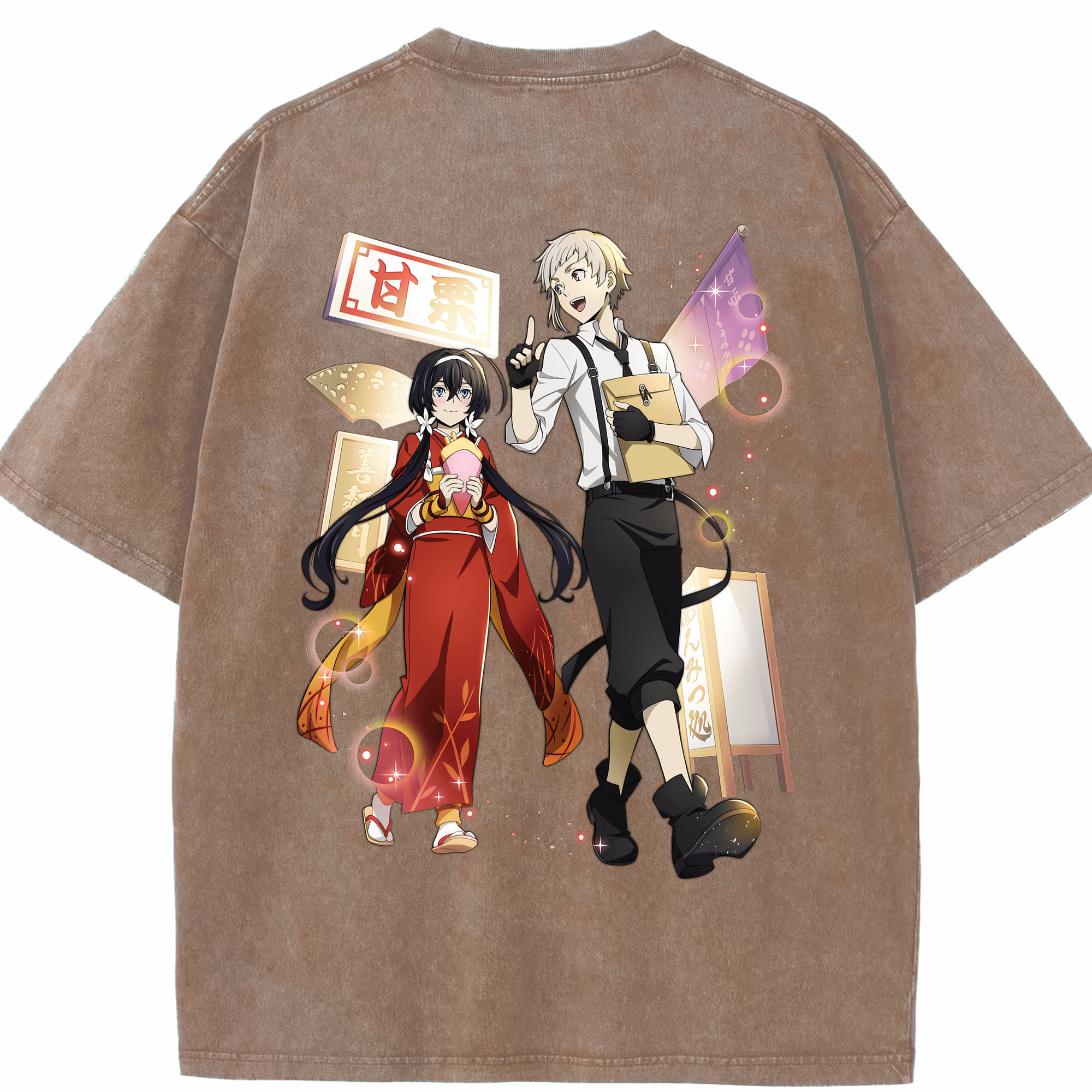 （画像用） 文豪ストレイドッグス Bungo Stray Dogs 綿100% ヴィンテージ風 半袖Tシャツ（背面プリント）