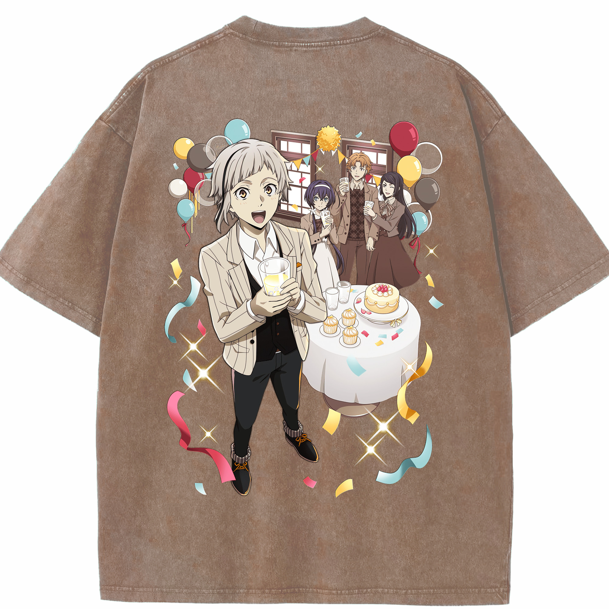 （画像用） 文豪ストレイドッグス Bungo Stray Dogs 綿100% ヴィンテージ風 半袖Tシャツ（背面プリント）