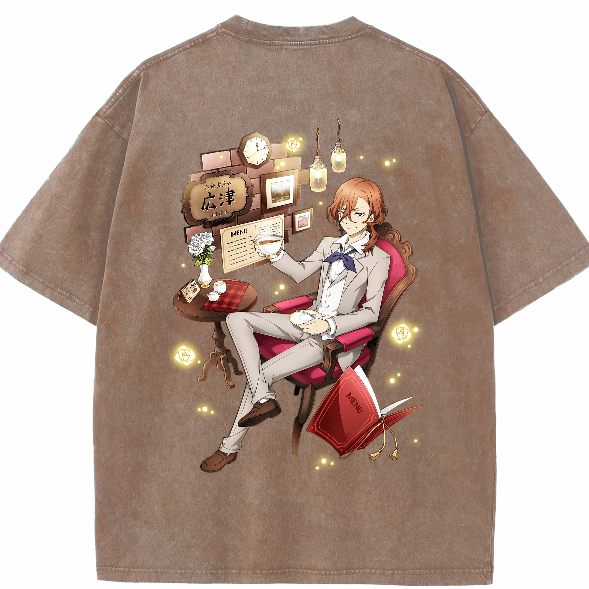 （画像用） 文豪ストレイドッグス Bungo Stray Dogs 綿100% ヴィンテージ風 半袖Tシャツ（背面プリント）