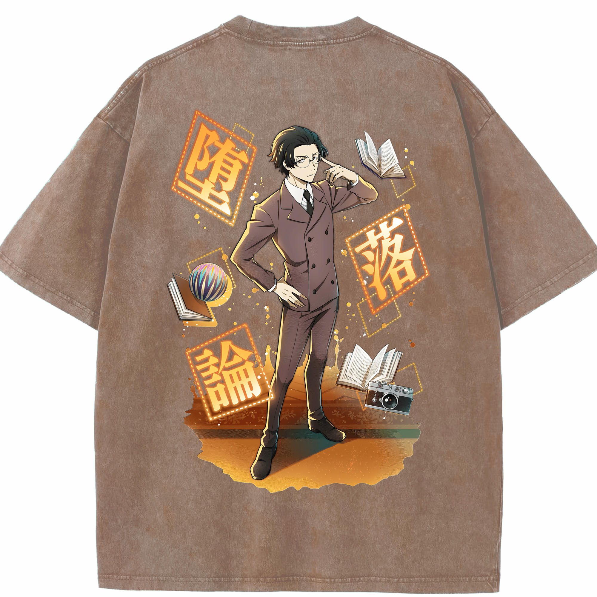 （画像用） 文豪ストレイドッグス Bungo Stray Dogs 綿100% ヴィンテージ風 半袖Tシャツ（背面プリント）