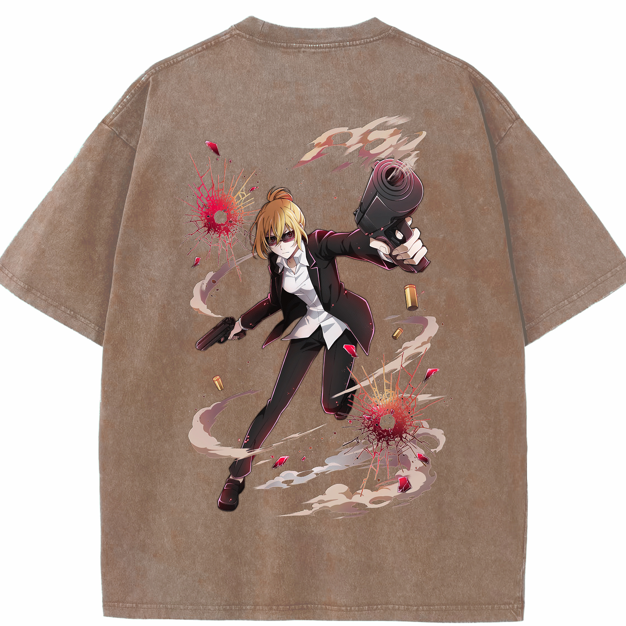 （画像用） 文豪ストレイドッグス Bungo Stray Dogs 綿100% ヴィンテージ風 半袖Tシャツ（背面プリント）