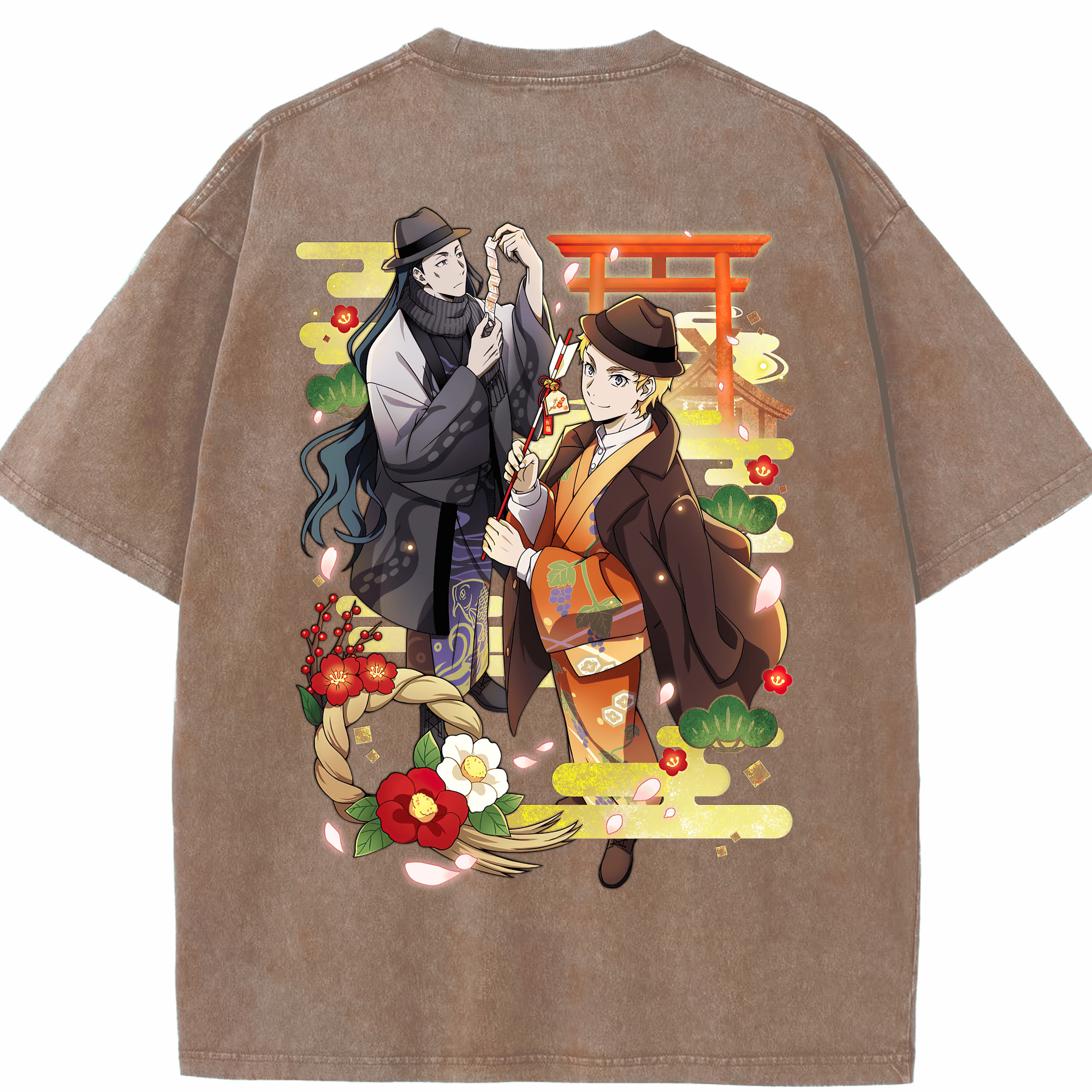 （画像用） 文豪ストレイドッグス Bungo Stray Dogs 綿100% ヴィンテージ風 半袖Tシャツ（背面プリント）