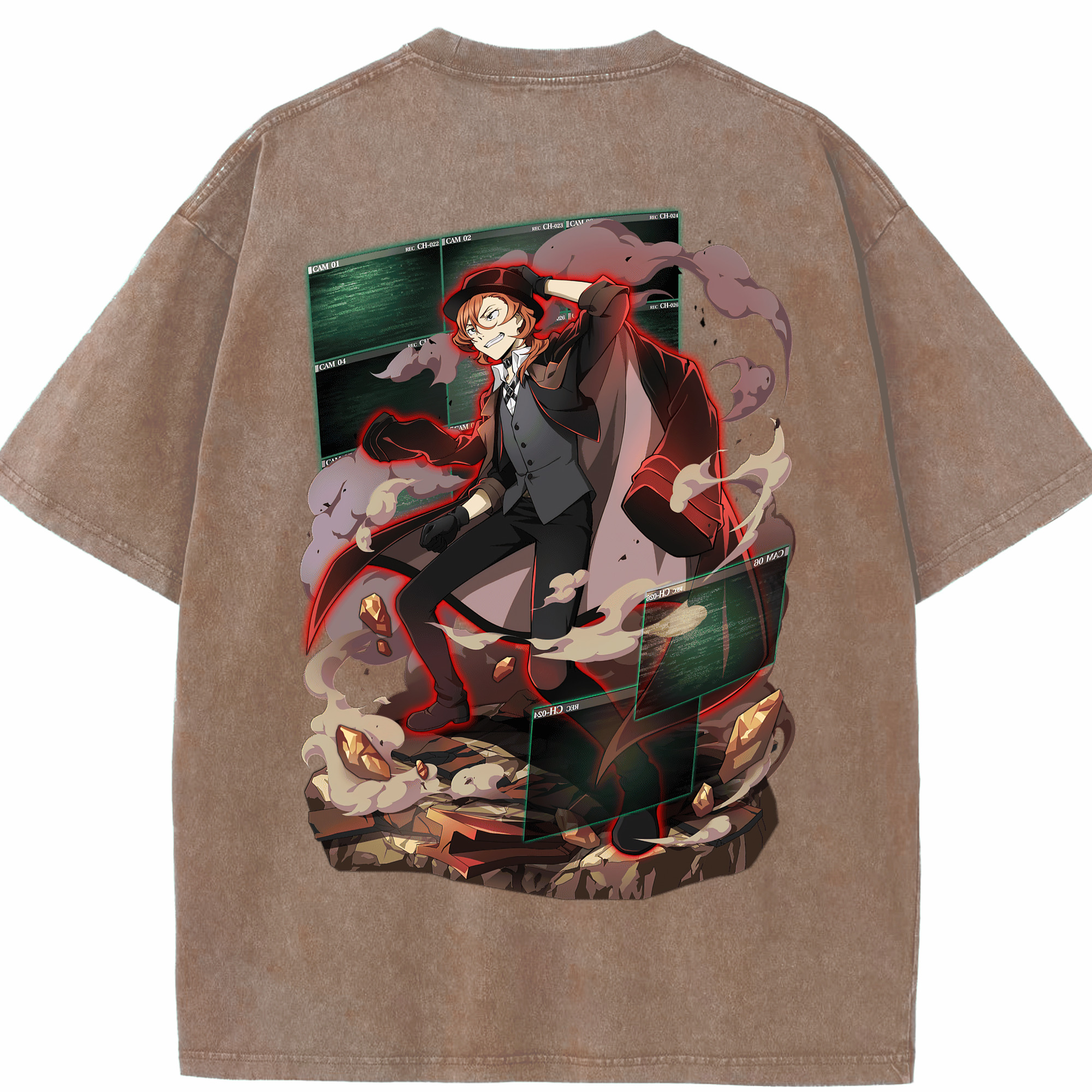 （画像用） 文豪ストレイドッグス Bungo Stray Dogs 綿100% ヴィンテージ風 半袖Tシャツ（背面プリント）