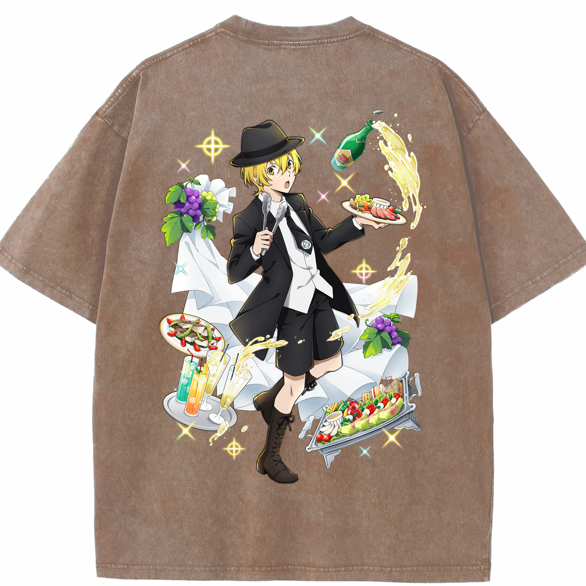 （画像用） 文豪ストレイドッグス Bungo Stray Dogs 綿100% ヴィンテージ風 半袖Tシャツ（背面プリント）