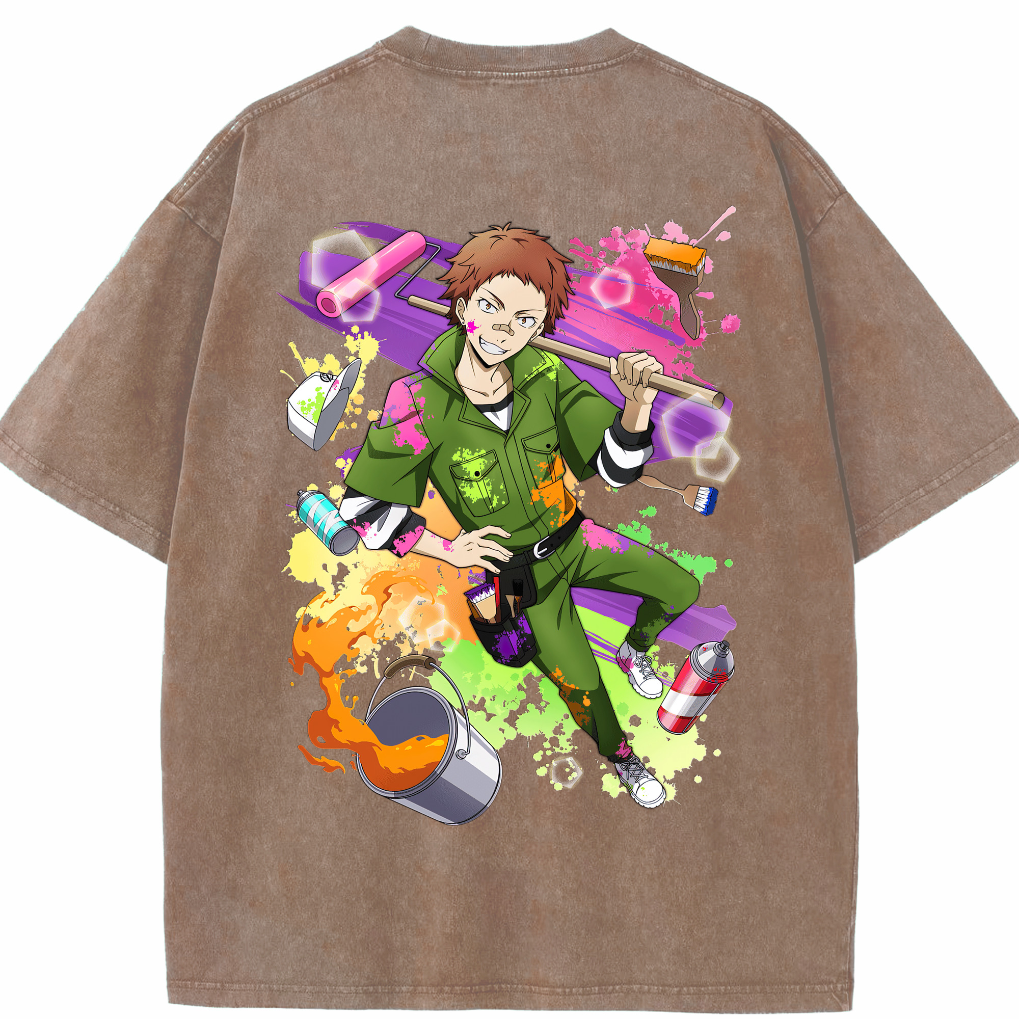 （画像用） 文豪ストレイドッグス Bungo Stray Dogs 綿100% ヴィンテージ風 半袖Tシャツ（背面プリント）