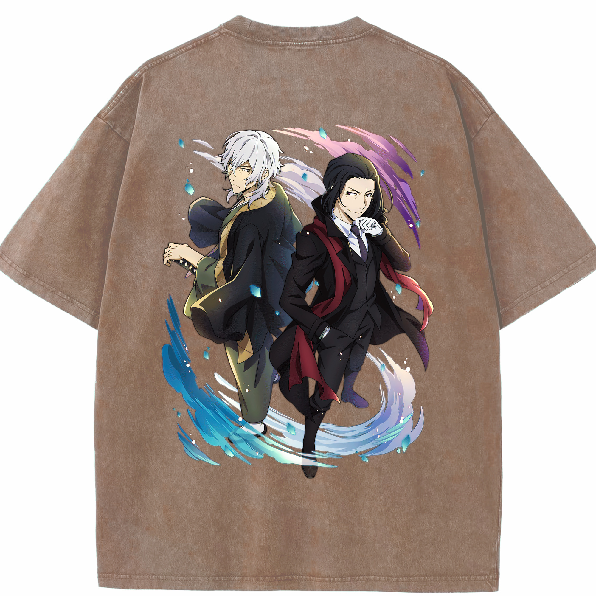 （画像用） 文豪ストレイドッグス Bungo Stray Dogs 綿100% ヴィンテージ風 半袖Tシャツ（背面プリント）
