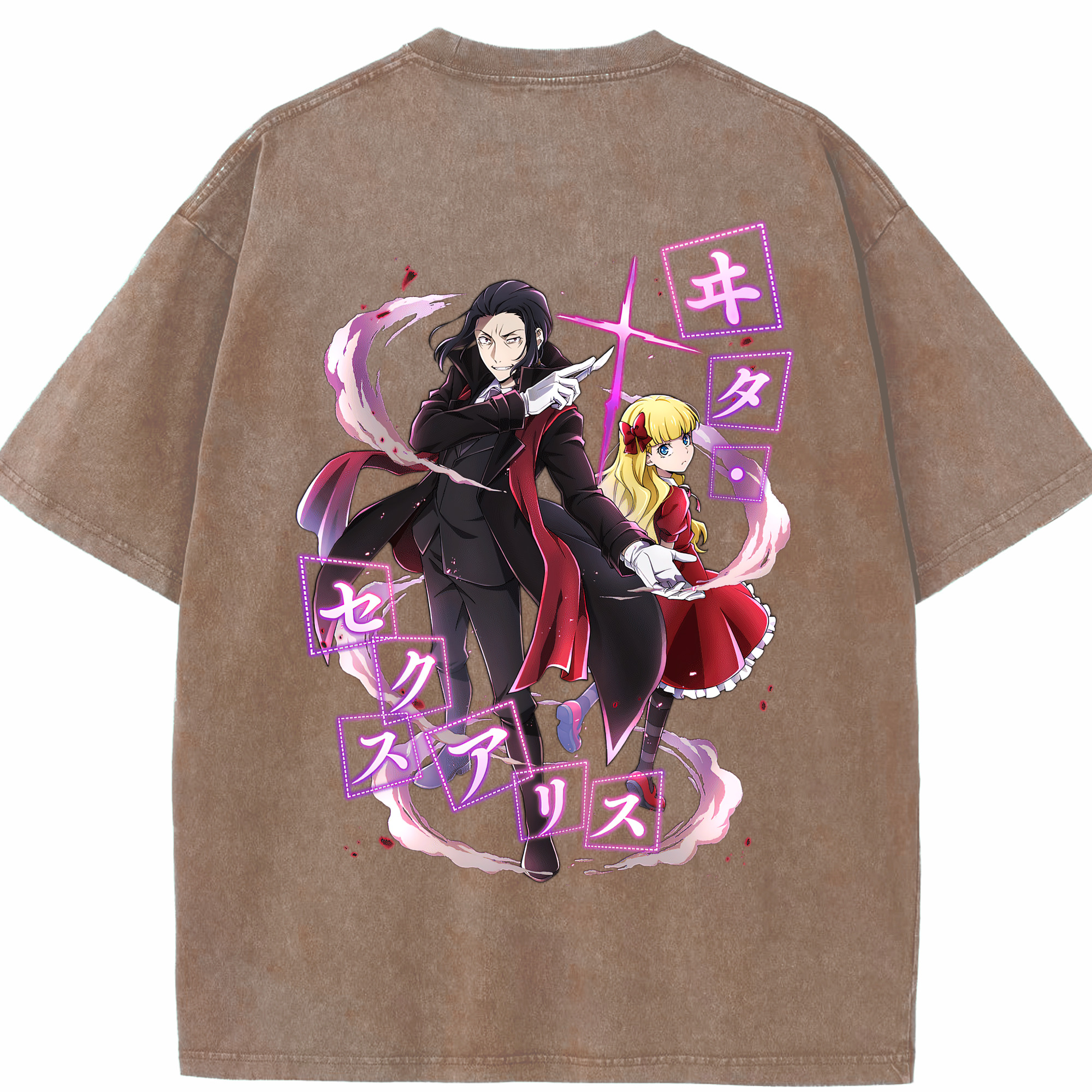 （画像用） 文豪ストレイドッグス Bungo Stray Dogs 綿100% ヴィンテージ風 半袖Tシャツ（背面プリント）