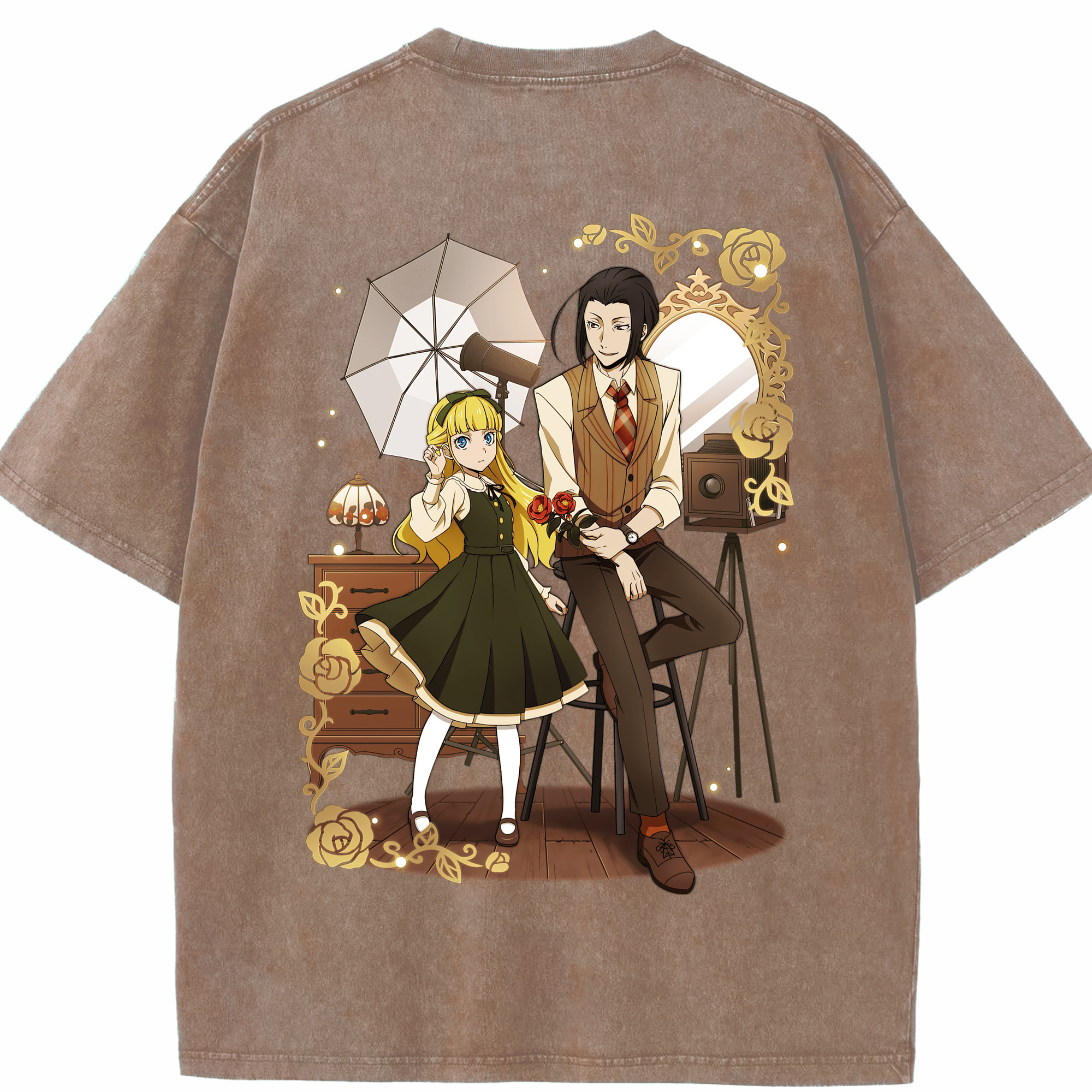 （画像用） 文豪ストレイドッグス Bungo Stray Dogs 綿100% ヴィンテージ風 半袖Tシャツ（背面プリント）
