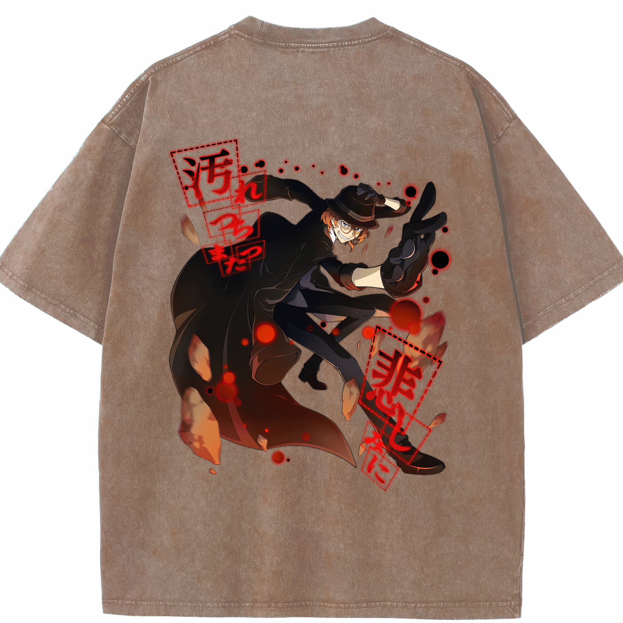 （画像用） 文豪ストレイドッグス Bungo Stray Dogs 綿100% ヴィンテージ風 半袖Tシャツ（背面プリント）