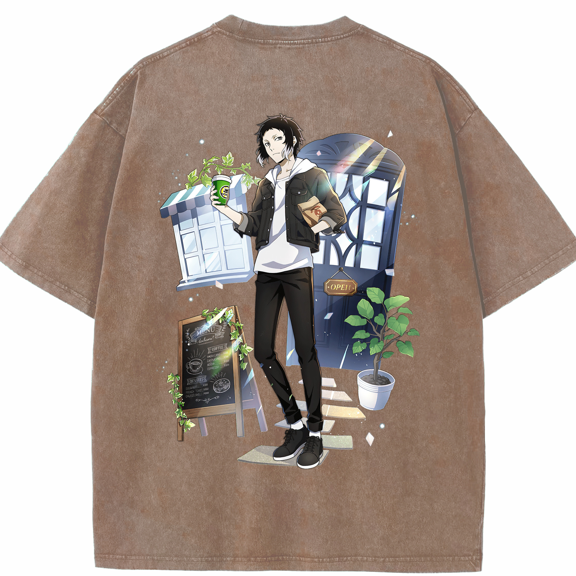 （画像用） 文豪ストレイドッグス Bungo Stray Dogs 綿100% ヴィンテージ風 半袖Tシャツ（背面プリント）