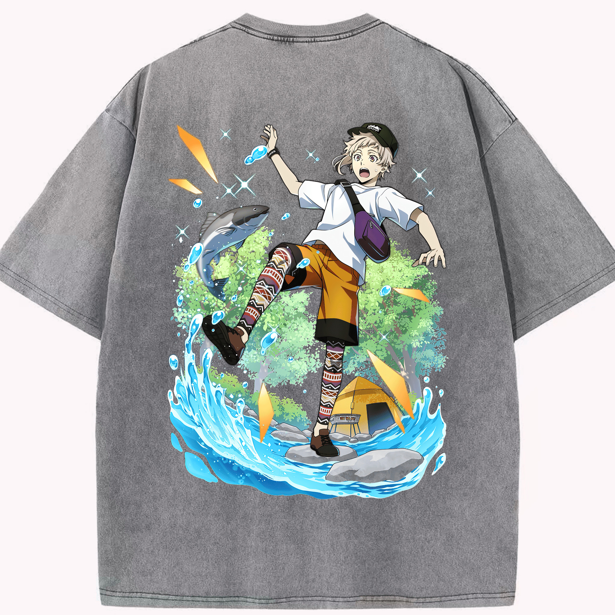 （画像用） 文豪ストレイドッグス Bungo Stray Dogs 綿100% ヴィンテージ風 半袖Tシャツ（背面プリント）