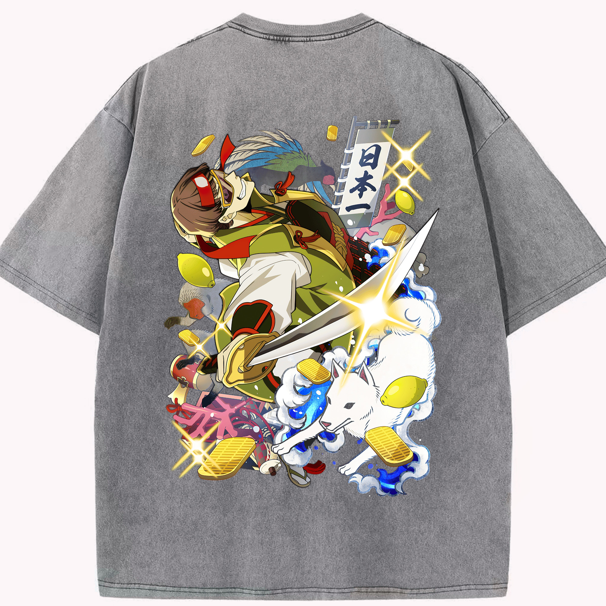 （画像用） 文豪ストレイドッグス Bungo Stray Dogs 綿100% ヴィンテージ風 半袖Tシャツ（背面プリント）