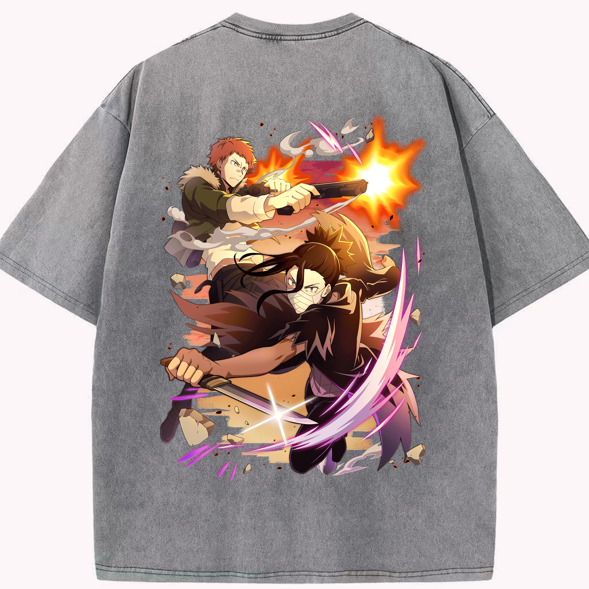 （画像用） 文豪ストレイドッグス Bungo Stray Dogs 綿100% ヴィンテージ風 半袖Tシャツ（背面プリント）