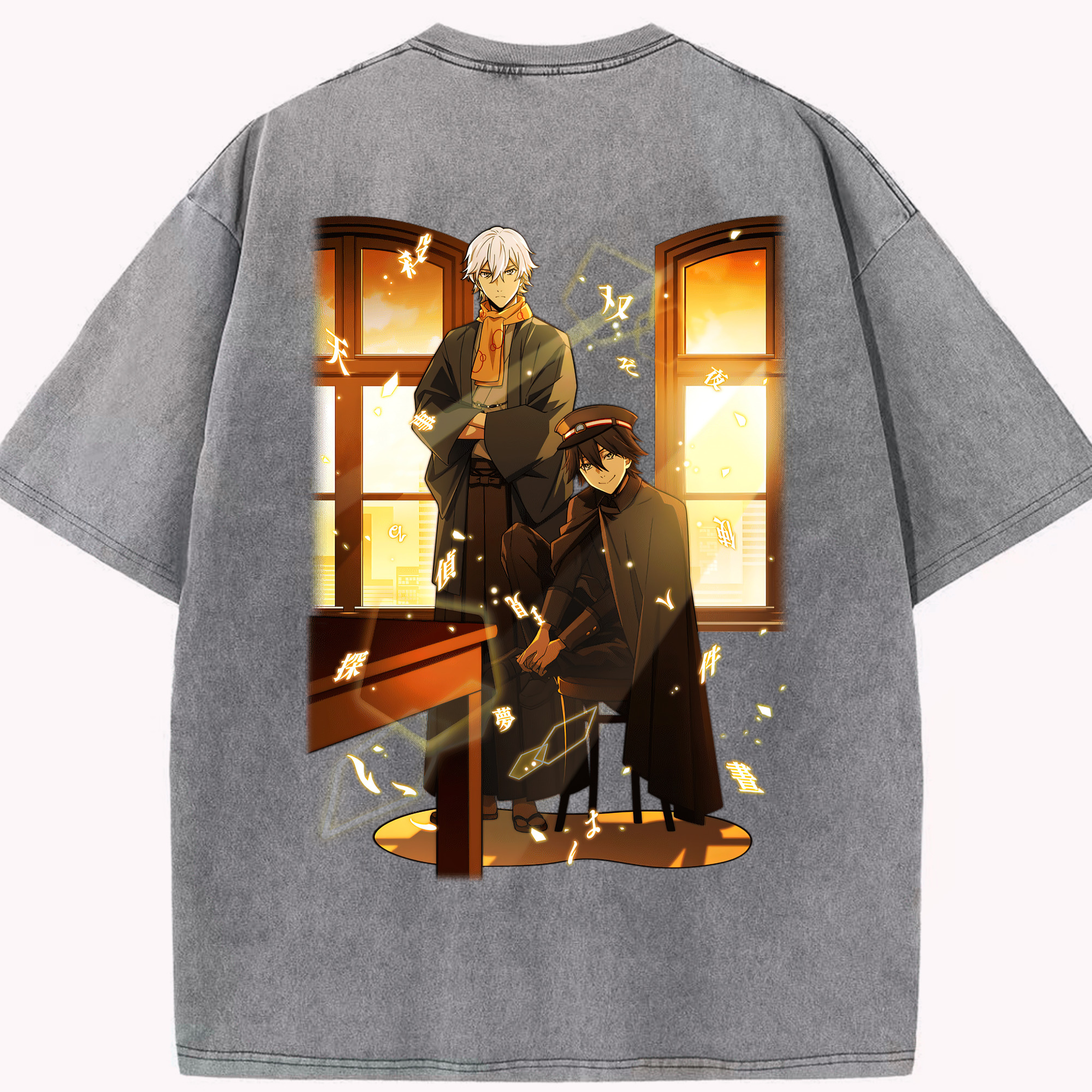 （画像用） 文豪ストレイドッグス Bungo Stray Dogs 綿100% ヴィンテージ風 半袖Tシャツ（背面プリント）