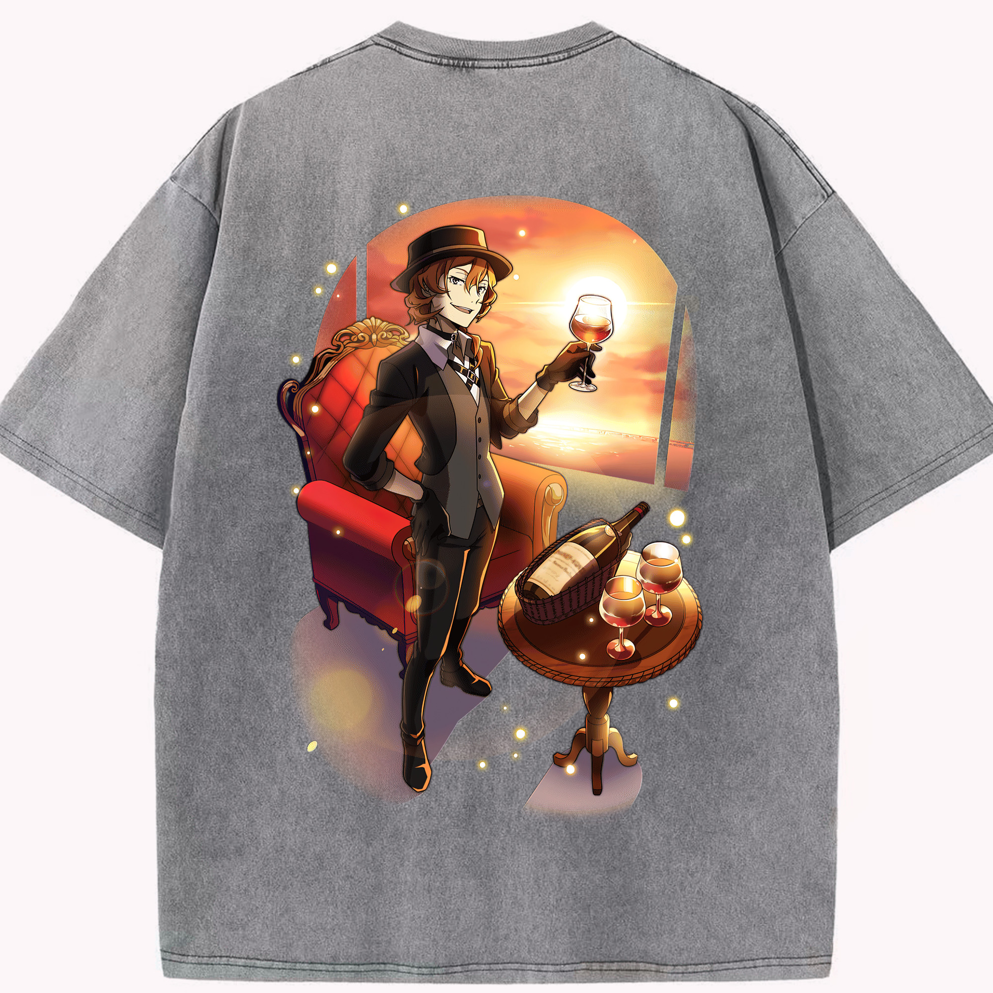 （画像用） 文豪ストレイドッグス Bungo Stray Dogs 綿100% ヴィンテージ風 半袖Tシャツ（背面プリント）