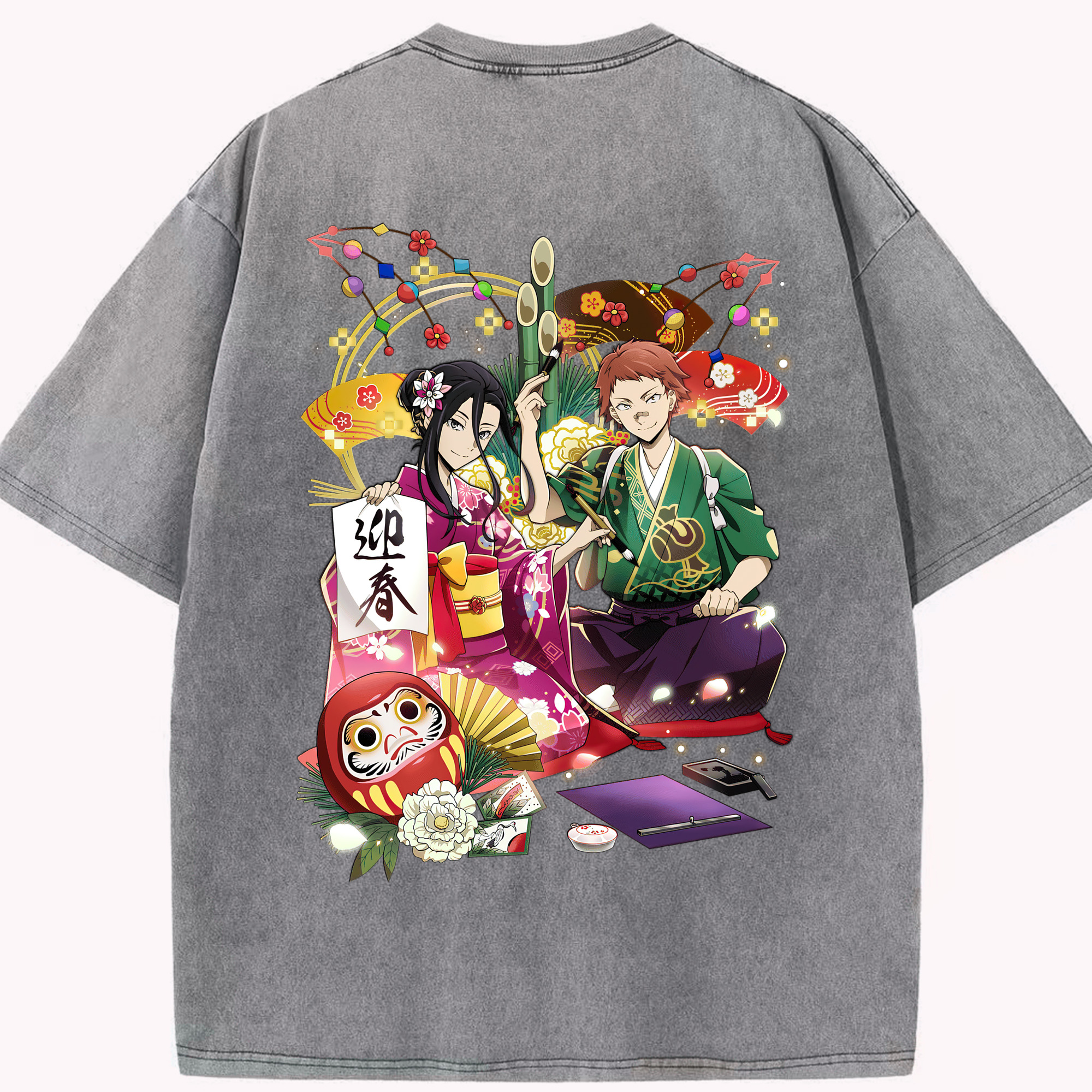 （画像用） 文豪ストレイドッグス Bungo Stray Dogs 綿100% ヴィンテージ風 半袖Tシャツ（背面プリント）
