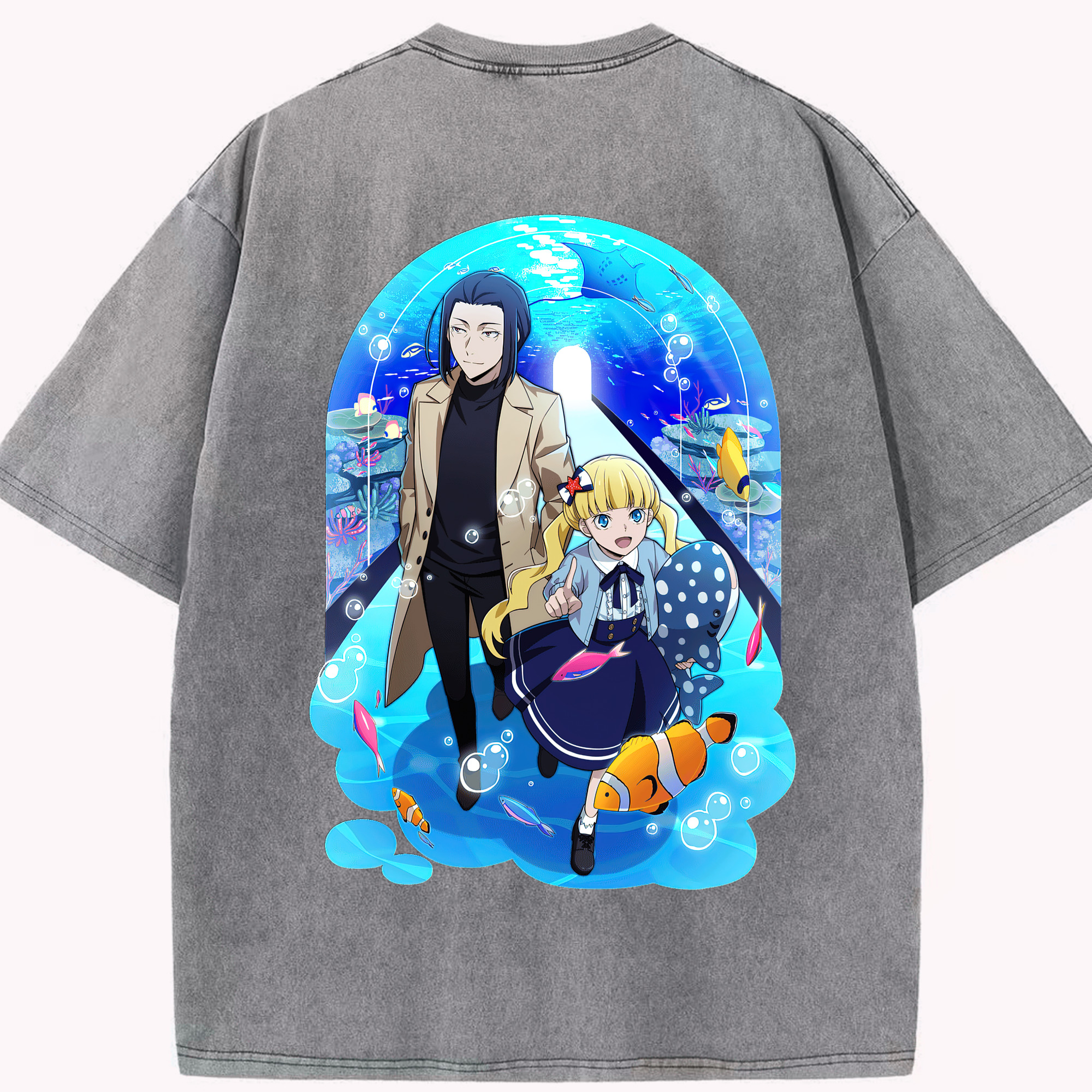（画像用） 文豪ストレイドッグス Bungo Stray Dogs 綿100% ヴィンテージ風 半袖Tシャツ（背面プリント）