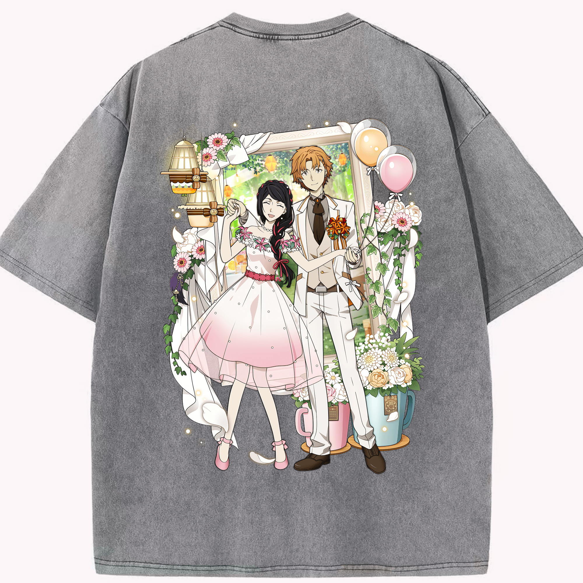 （画像用） 文豪ストレイドッグス Bungo Stray Dogs 綿100% ヴィンテージ風 半袖Tシャツ（背面プリント）