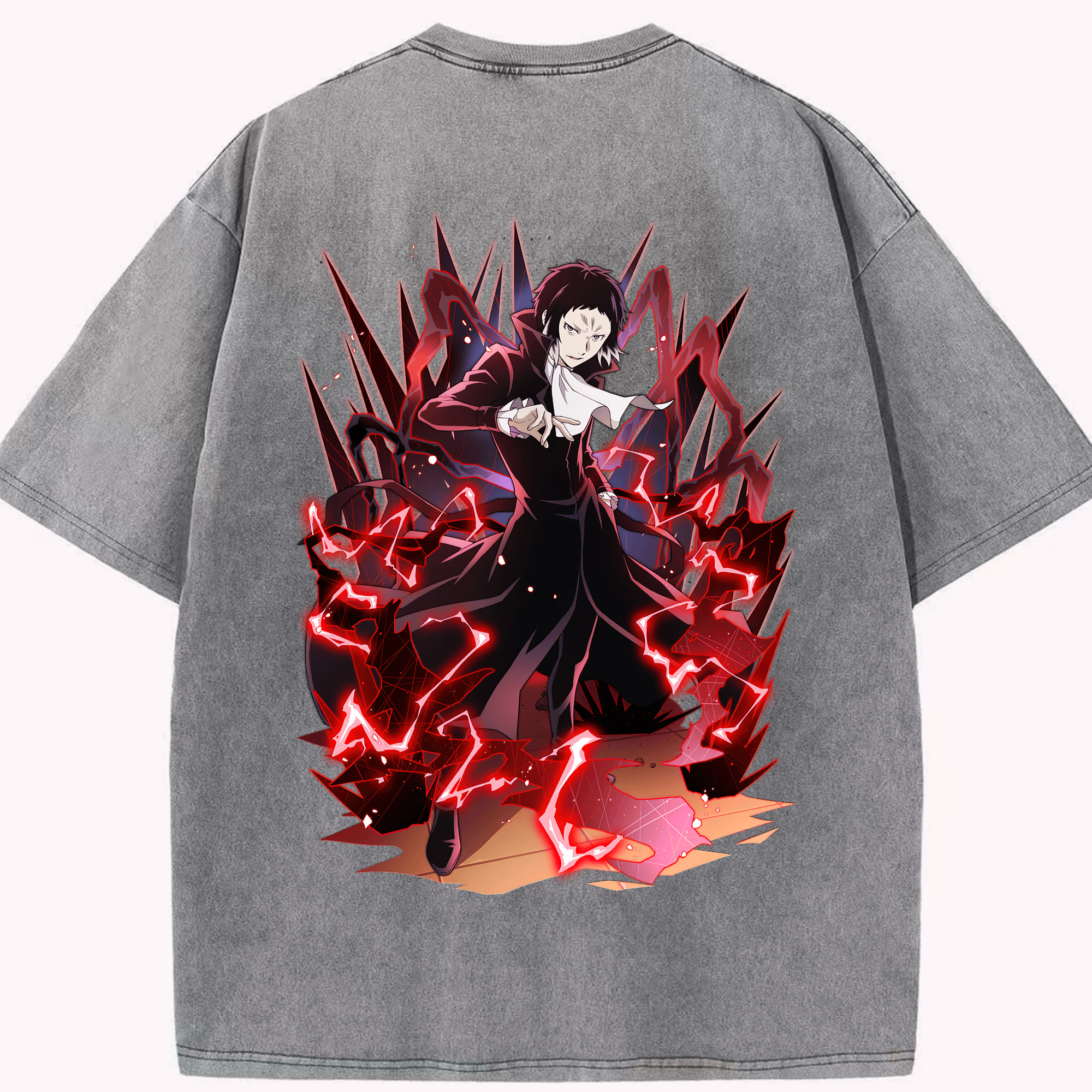 （画像用） 文豪ストレイドッグス Bungo Stray Dogs 綿100% ヴィンテージ風 半袖Tシャツ（背面プリント）