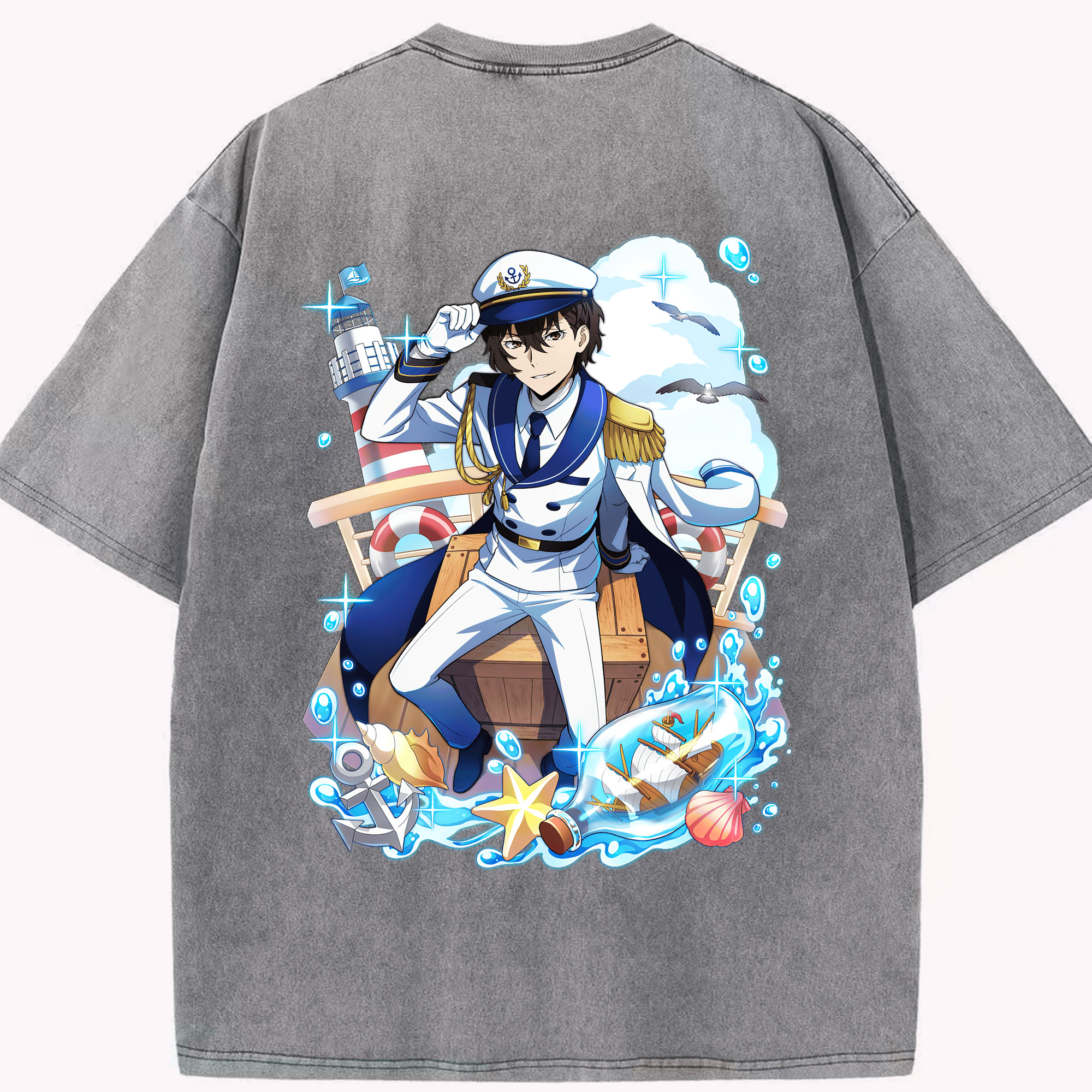 （画像用） 文豪ストレイドッグス Bungo Stray Dogs 綿100% ヴィンテージ風 半袖Tシャツ（背面プリント）