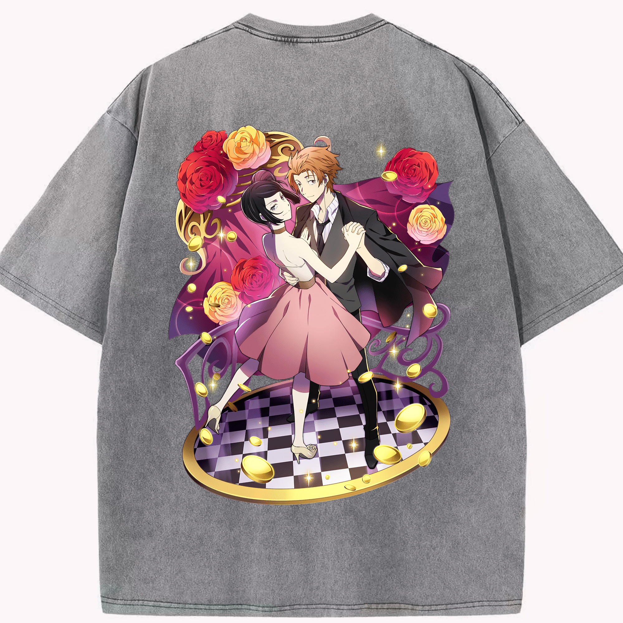 （画像用） 文豪ストレイドッグス Bungo Stray Dogs 綿100% ヴィンテージ風 半袖Tシャツ（背面プリント）