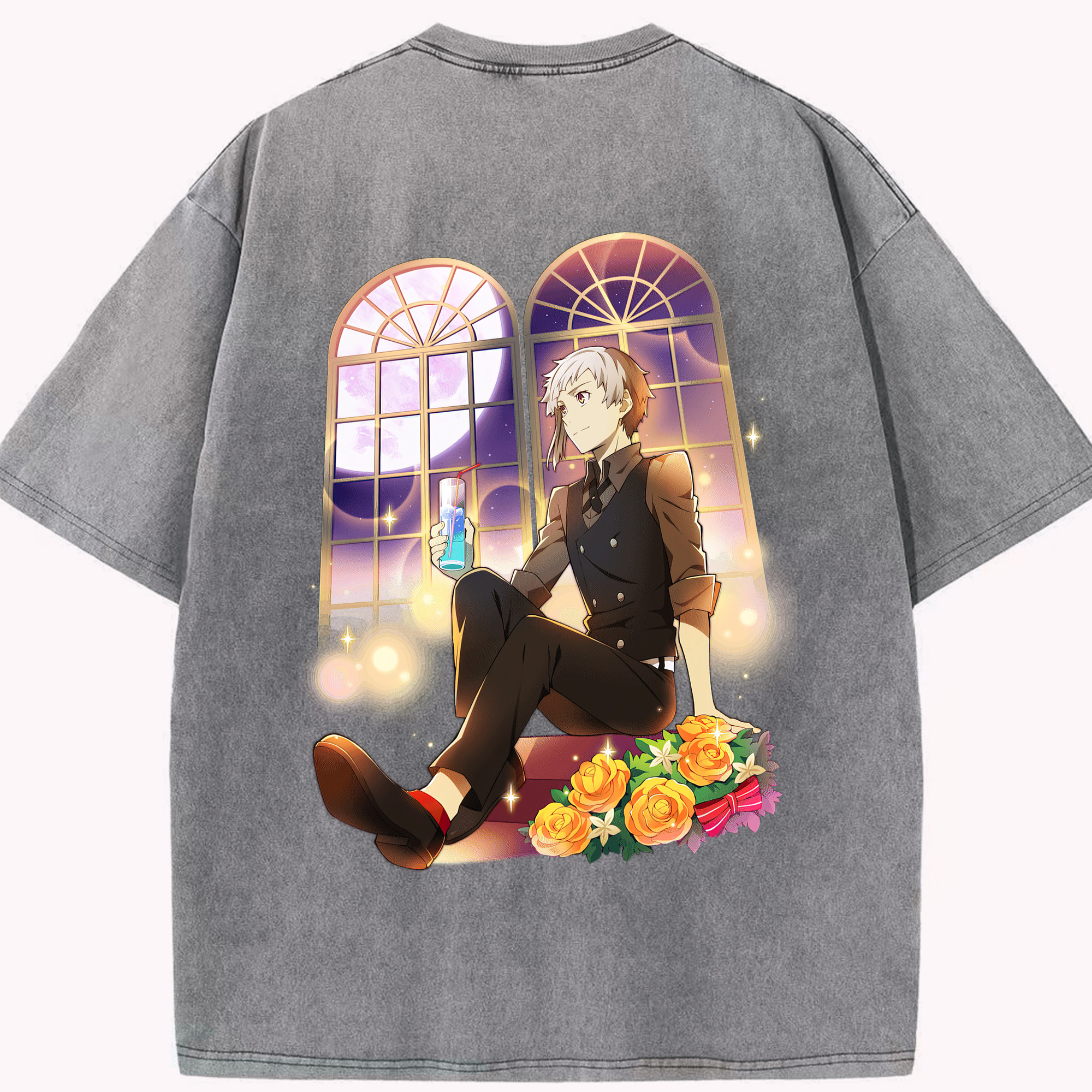 （画像用） 文豪ストレイドッグス Bungo Stray Dogs 綿100% ヴィンテージ風 半袖Tシャツ（背面プリント）