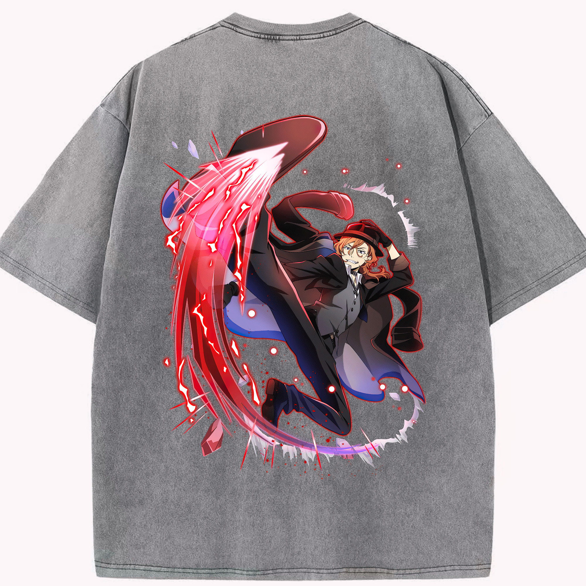 （画像用） 文豪ストレイドッグス Bungo Stray Dogs 綿100% ヴィンテージ風 半袖Tシャツ（背面プリント）