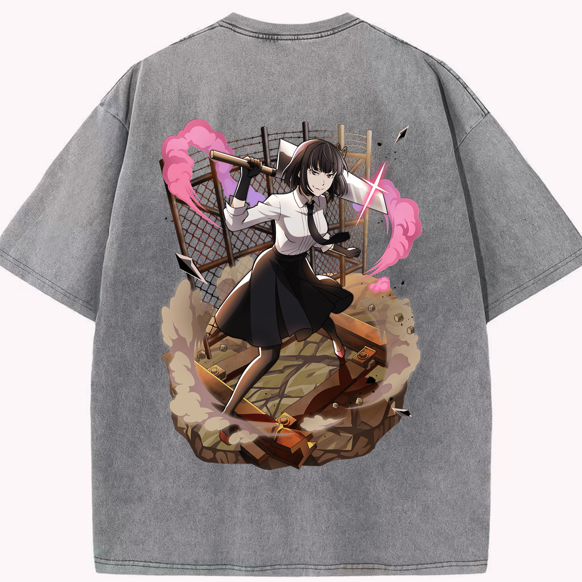（画像用） 文豪ストレイドッグス Bungo Stray Dogs 綿100% ヴィンテージ風 半袖Tシャツ（背面プリント）