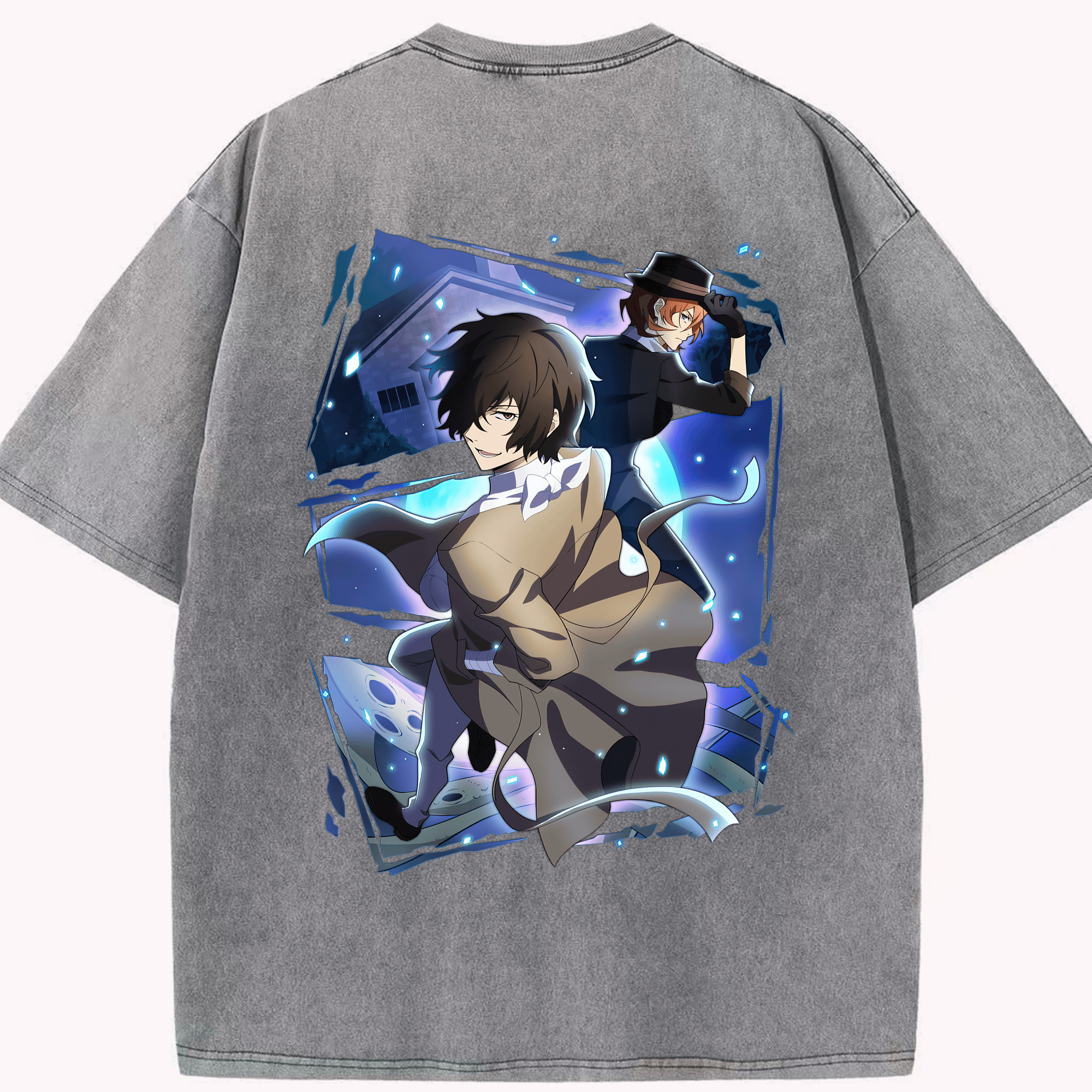 （画像用） 文豪ストレイドッグス Bungo Stray Dogs 綿100% ヴィンテージ風 半袖Tシャツ（背面プリント）
