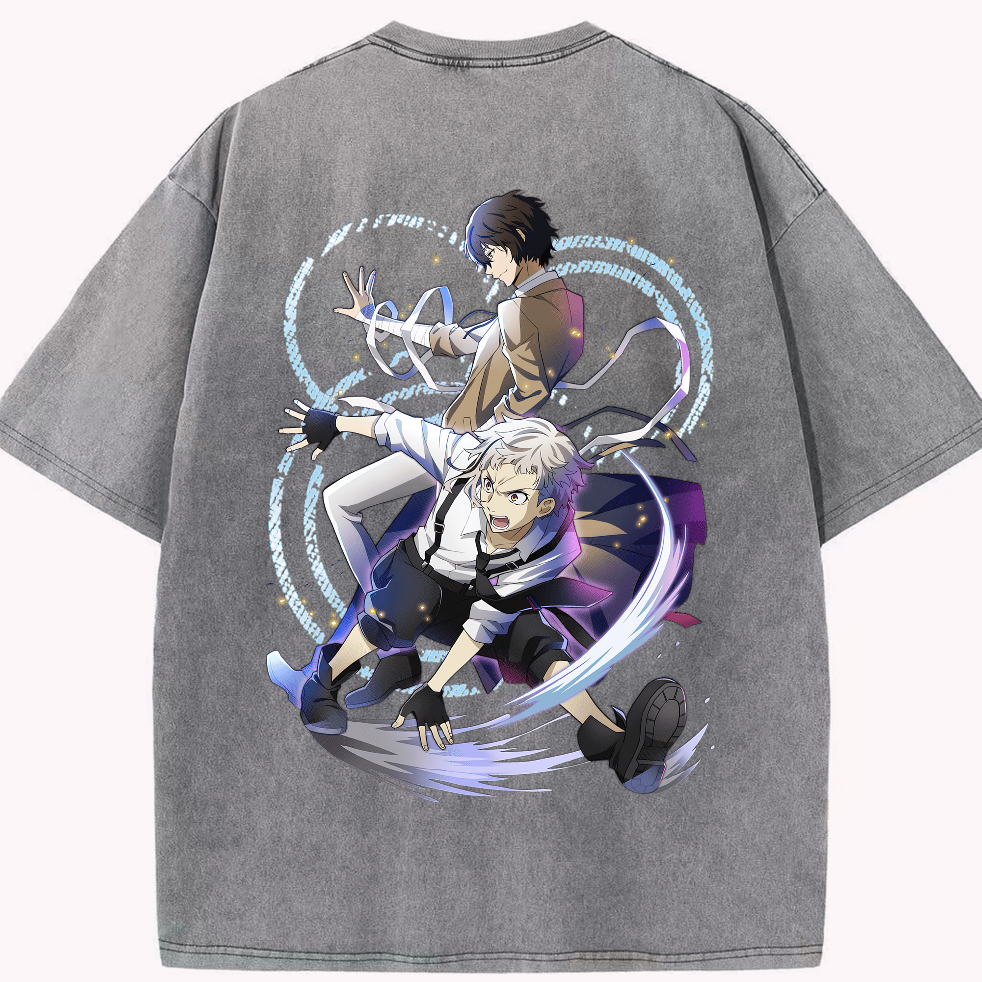 （画像用） 文豪ストレイドッグス Bungo Stray Dogs 綿100% ヴィンテージ風 半袖Tシャツ（背面プリント）