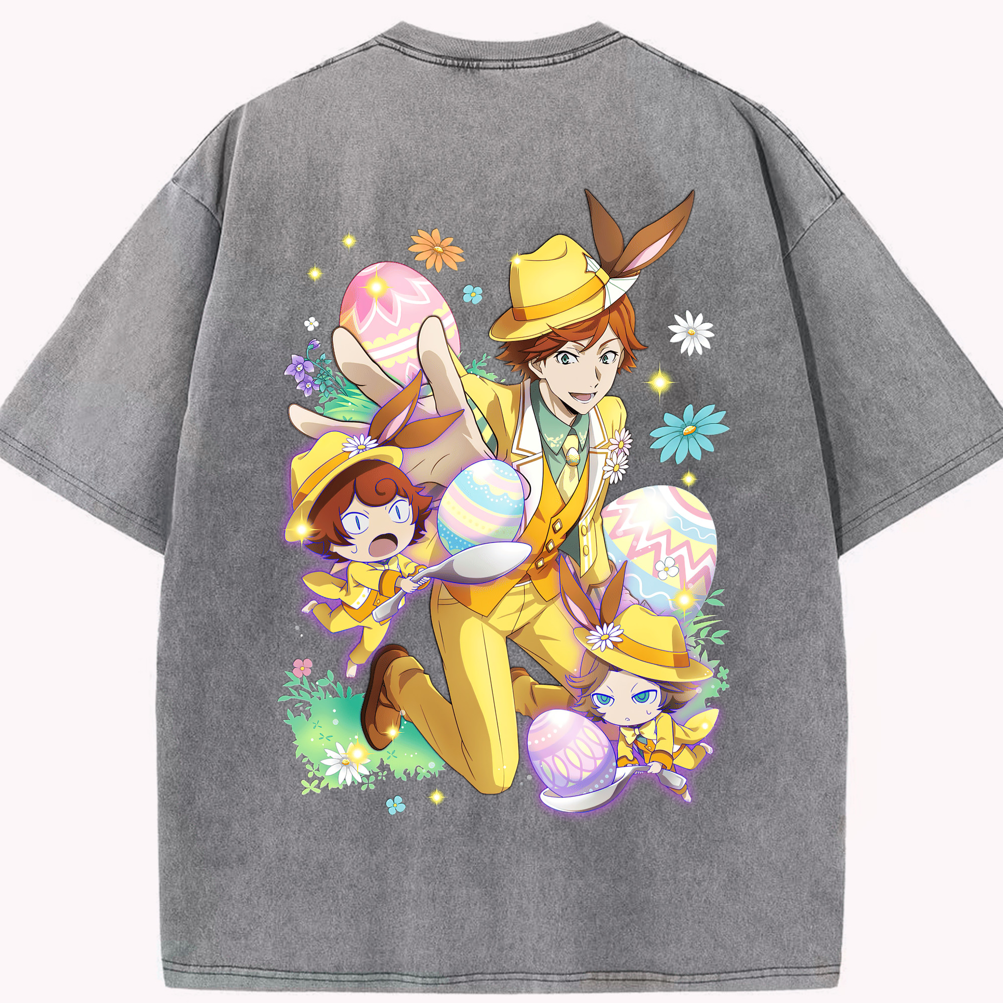 （画像用） 文豪ストレイドッグス Bungo Stray Dogs 綿100% ヴィンテージ風 半袖Tシャツ（背面プリント）