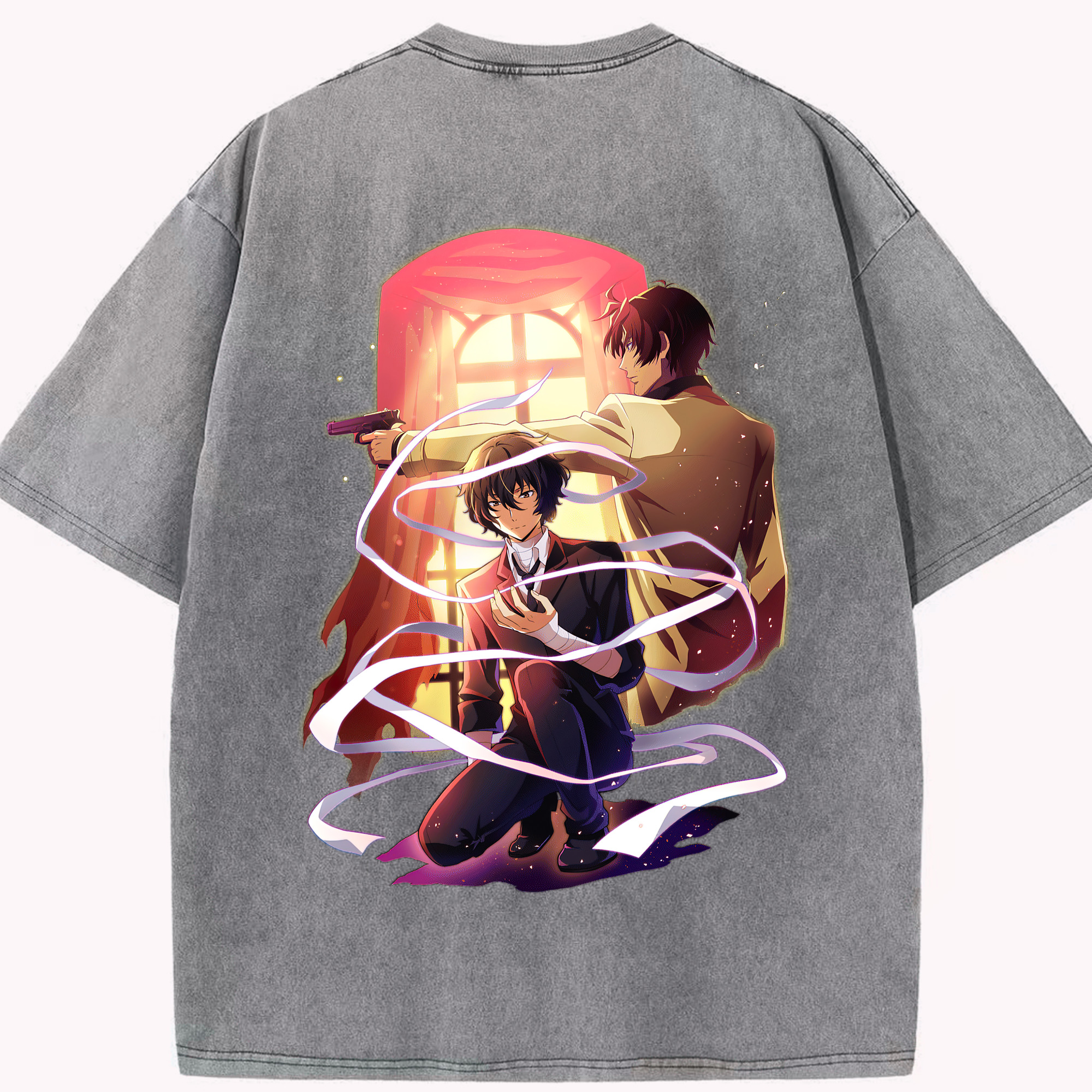 （画像用） 文豪ストレイドッグス Bungo Stray Dogs 綿100% ヴィンテージ風 半袖Tシャツ（背面プリント）