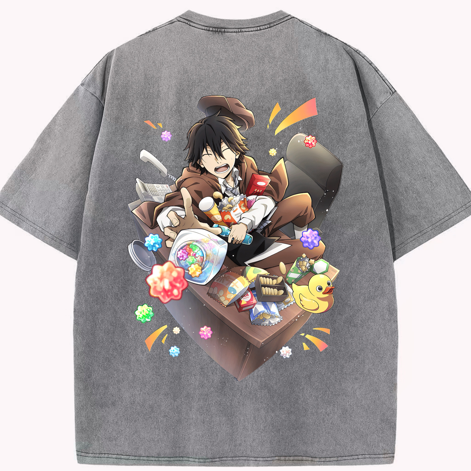 （画像用） 文豪ストレイドッグス Bungo Stray Dogs 綿100% ヴィンテージ風 半袖Tシャツ（背面プリント）