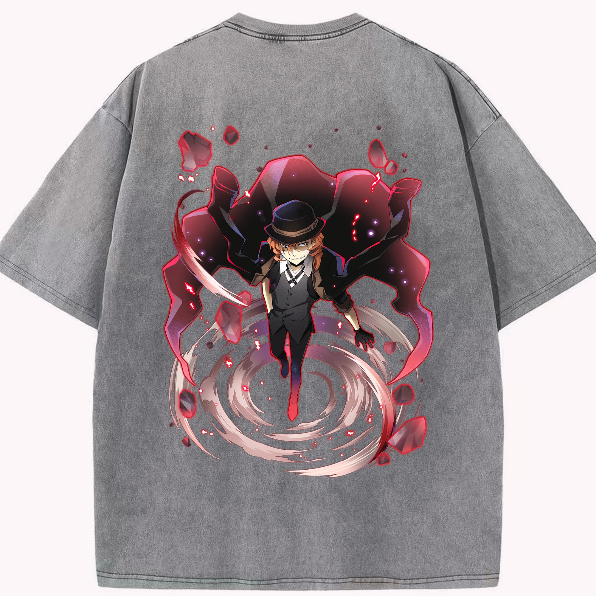 （画像用） 文豪ストレイドッグス Bungo Stray Dogs 綿100% ヴィンテージ風 半袖Tシャツ（背面プリント）
