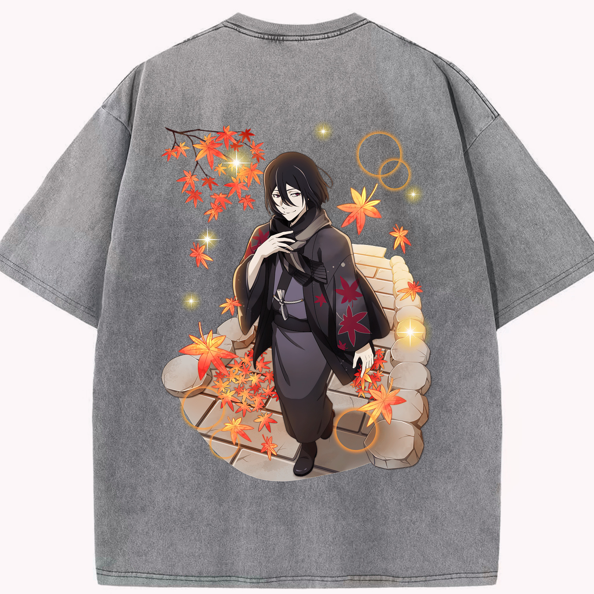 （画像用） 文豪ストレイドッグス Bungo Stray Dogs 綿100% ヴィンテージ風 半袖Tシャツ（背面プリント）