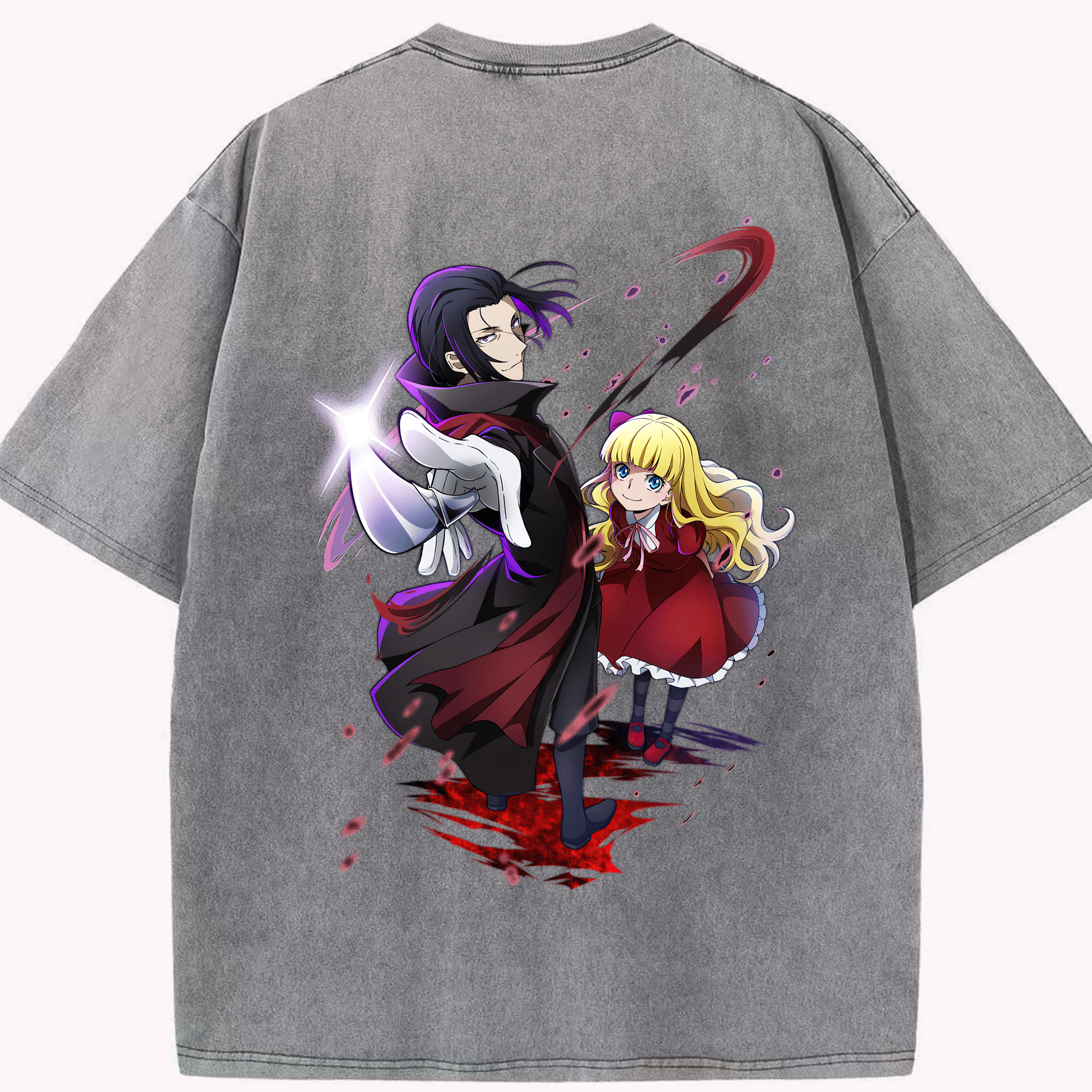 （画像用） 文豪ストレイドッグス Bungo Stray Dogs 綿100% ヴィンテージ風 半袖Tシャツ（背面プリント）