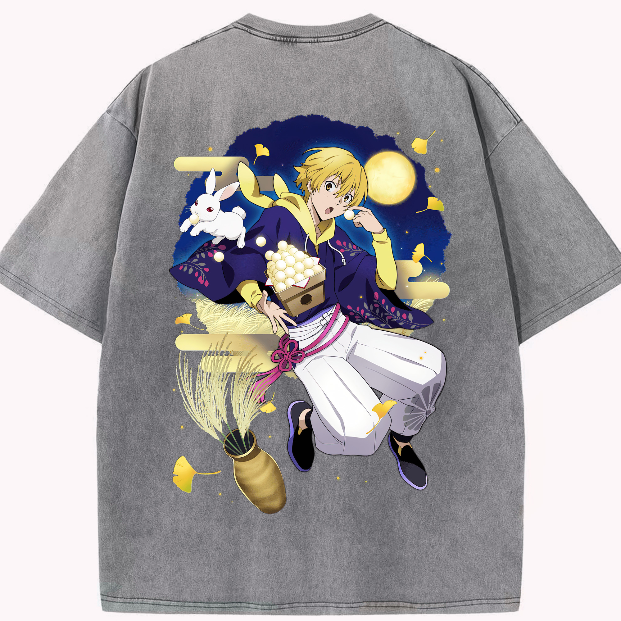 （画像用） 文豪ストレイドッグス Bungo Stray Dogs 綿100% ヴィンテージ風 半袖Tシャツ（背面プリント）