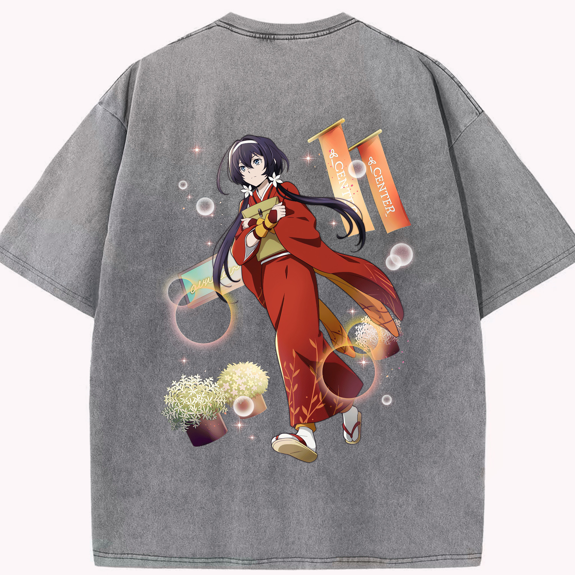 （画像用） 文豪ストレイドッグス Bungo Stray Dogs 綿100% ヴィンテージ風 半袖Tシャツ（背面プリント）