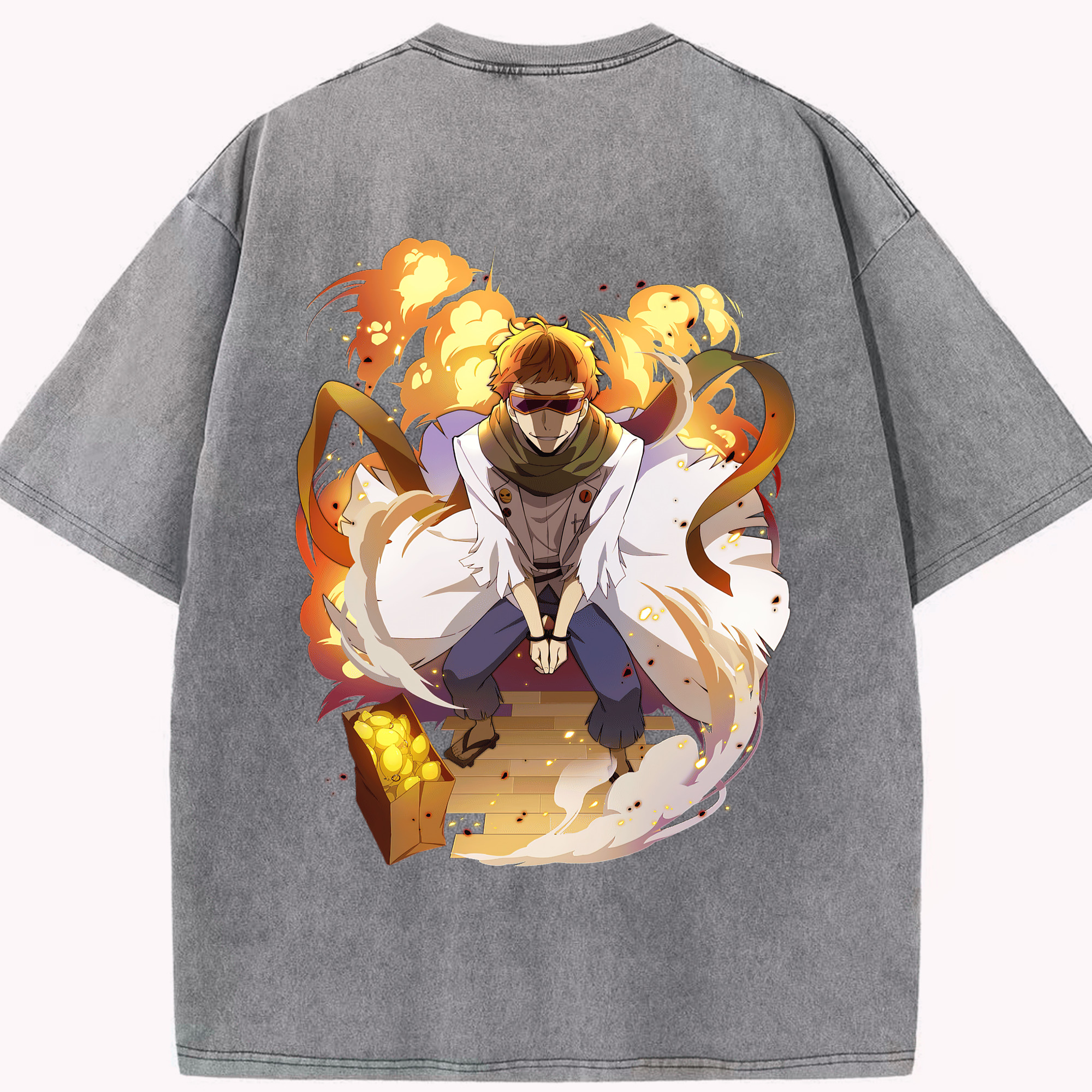 （画像用） 文豪ストレイドッグス Bungo Stray Dogs 綿100% ヴィンテージ風 半袖Tシャツ（背面プリント）