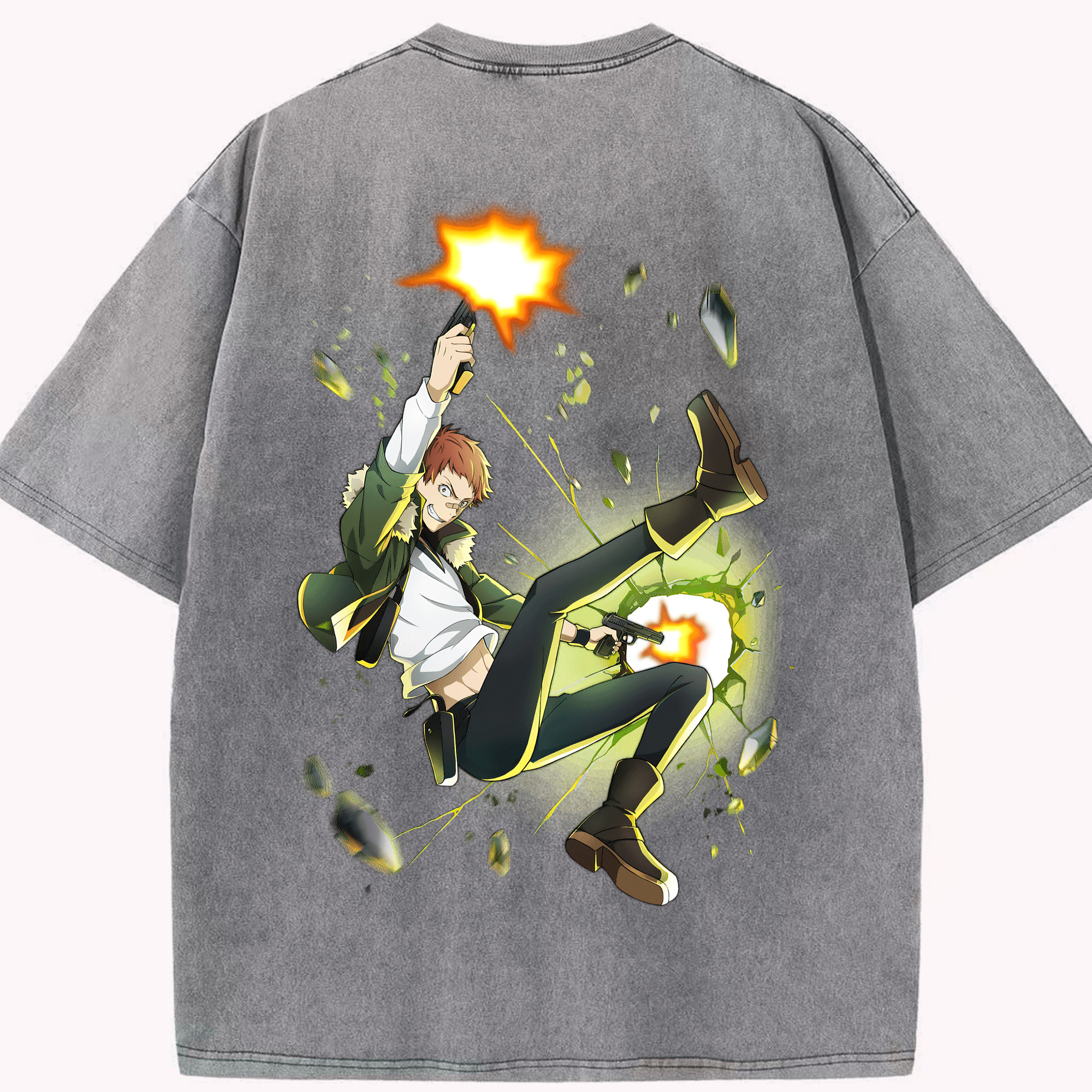（画像用） 文豪ストレイドッグス Bungo Stray Dogs 綿100% ヴィンテージ風 半袖Tシャツ（背面プリント）