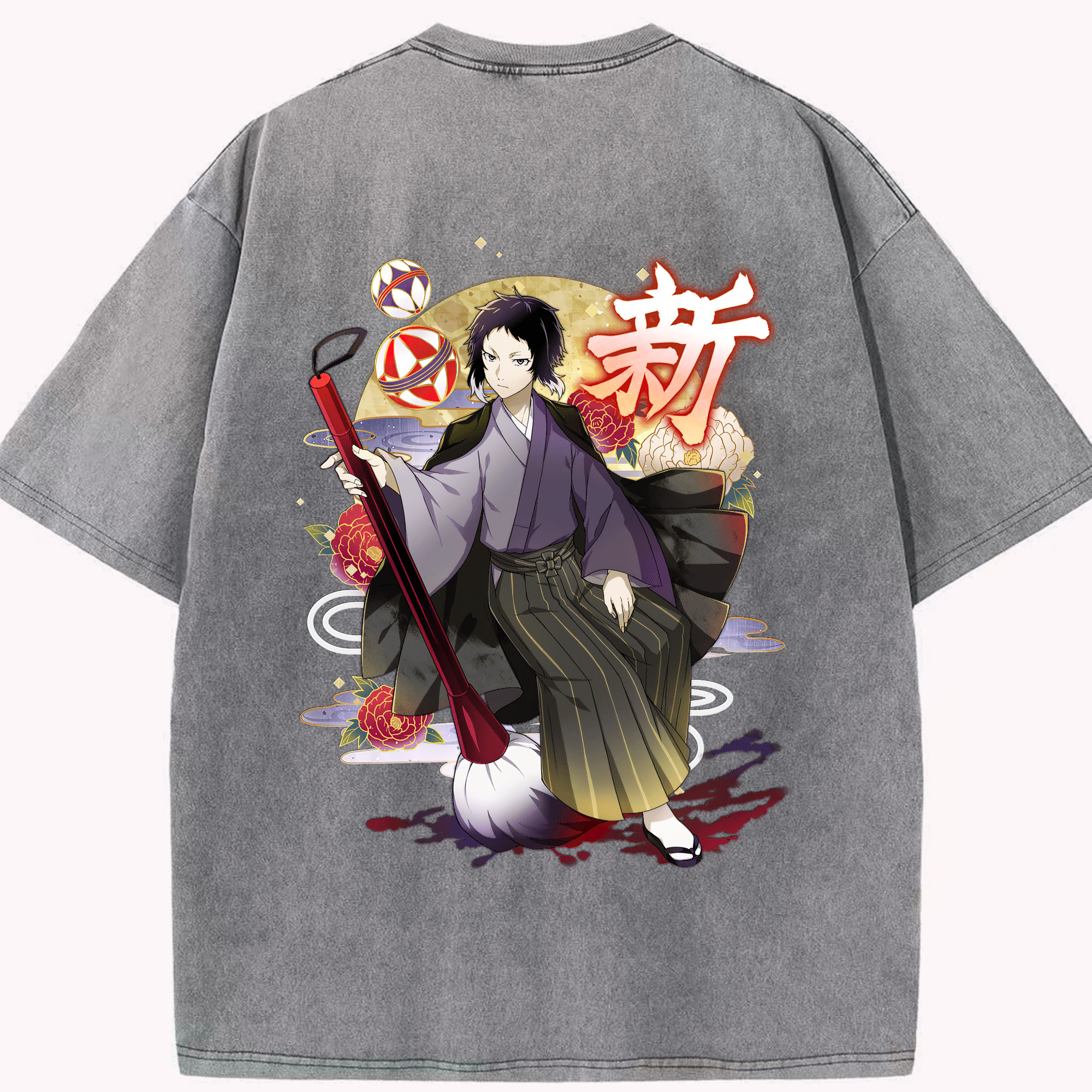 （画像用） 文豪ストレイドッグス Bungo Stray Dogs 綿100% ヴィンテージ風 半袖Tシャツ（背面プリント）